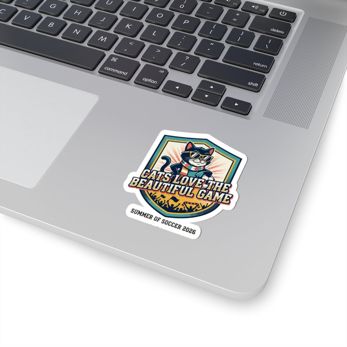 Cats Love The Beautiful Game Sticker | retro soccer, country pride - FloofChonk