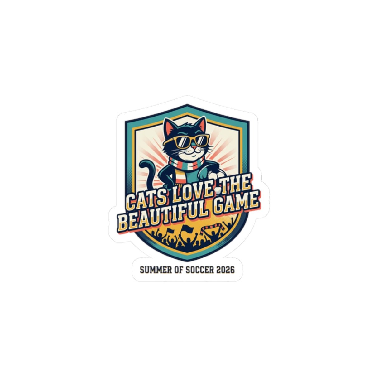 Cats Love The Beautiful Game Sticker | retro soccer, country pride - FloofChonk