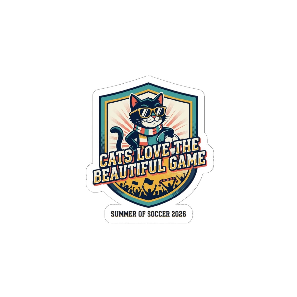 Cats Love The Beautiful Game Sticker | retro soccer, country pride - FloofChonk