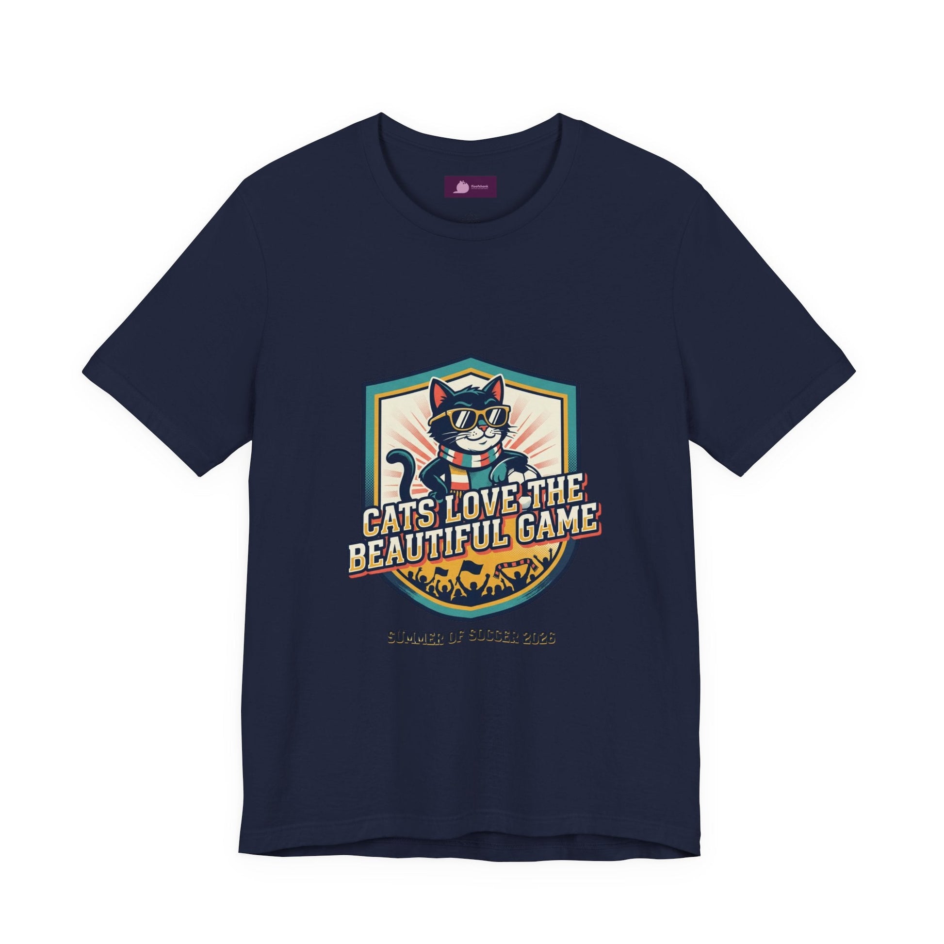 Cats Love the Beautiful Game Tee | Retro Soccer, Country Pride - FloofChonk