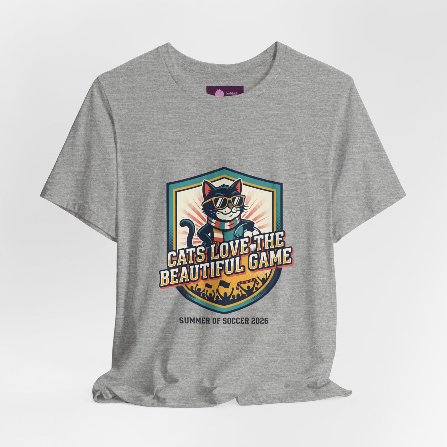 Cats Love the Beautiful Game Tee | Retro Soccer, Country Pride - FloofChonk