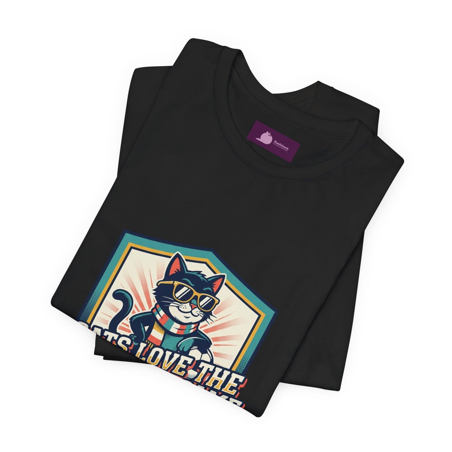 Cats Love the Beautiful Game Tee | Retro Soccer, Country Pride - FloofChonk