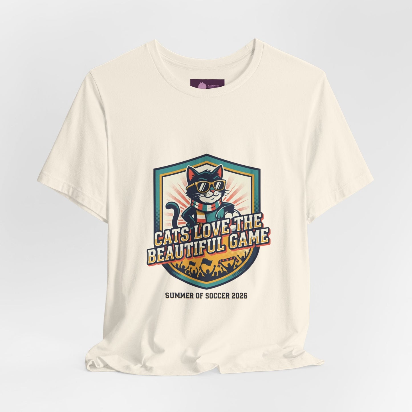 Cats Love the Beautiful Game Tee | Retro Soccer, Country Pride - FloofChonk