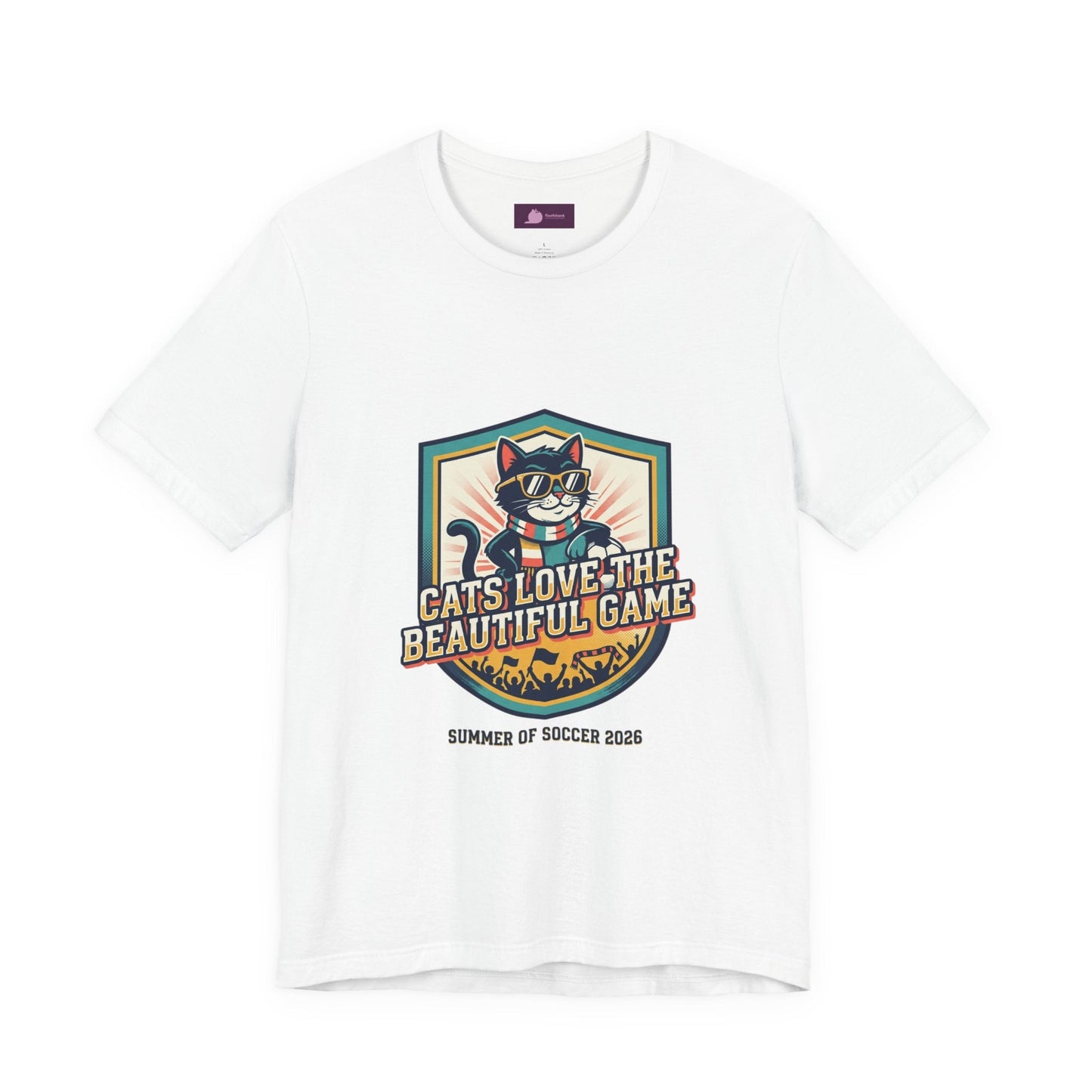 Cats Love the Beautiful Game Tee | Retro Soccer, Country Pride - FloofChonk