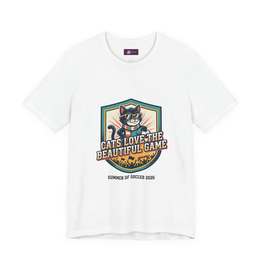Cats Love the Beautiful Game Tee | Retro Soccer, Country Pride - FloofChonk