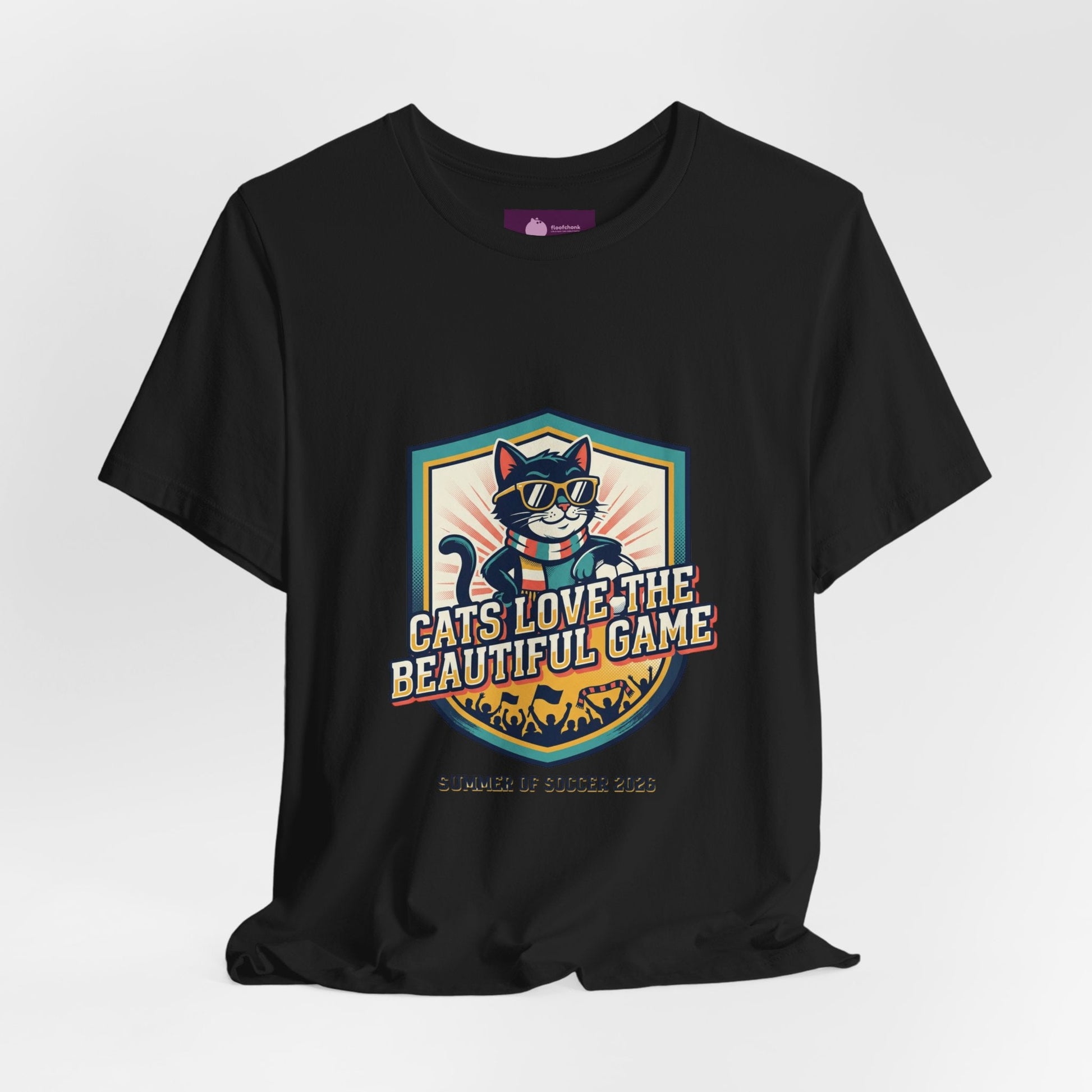 Cats Love the Beautiful Game Tee | Retro Soccer, Country Pride - FloofChonk