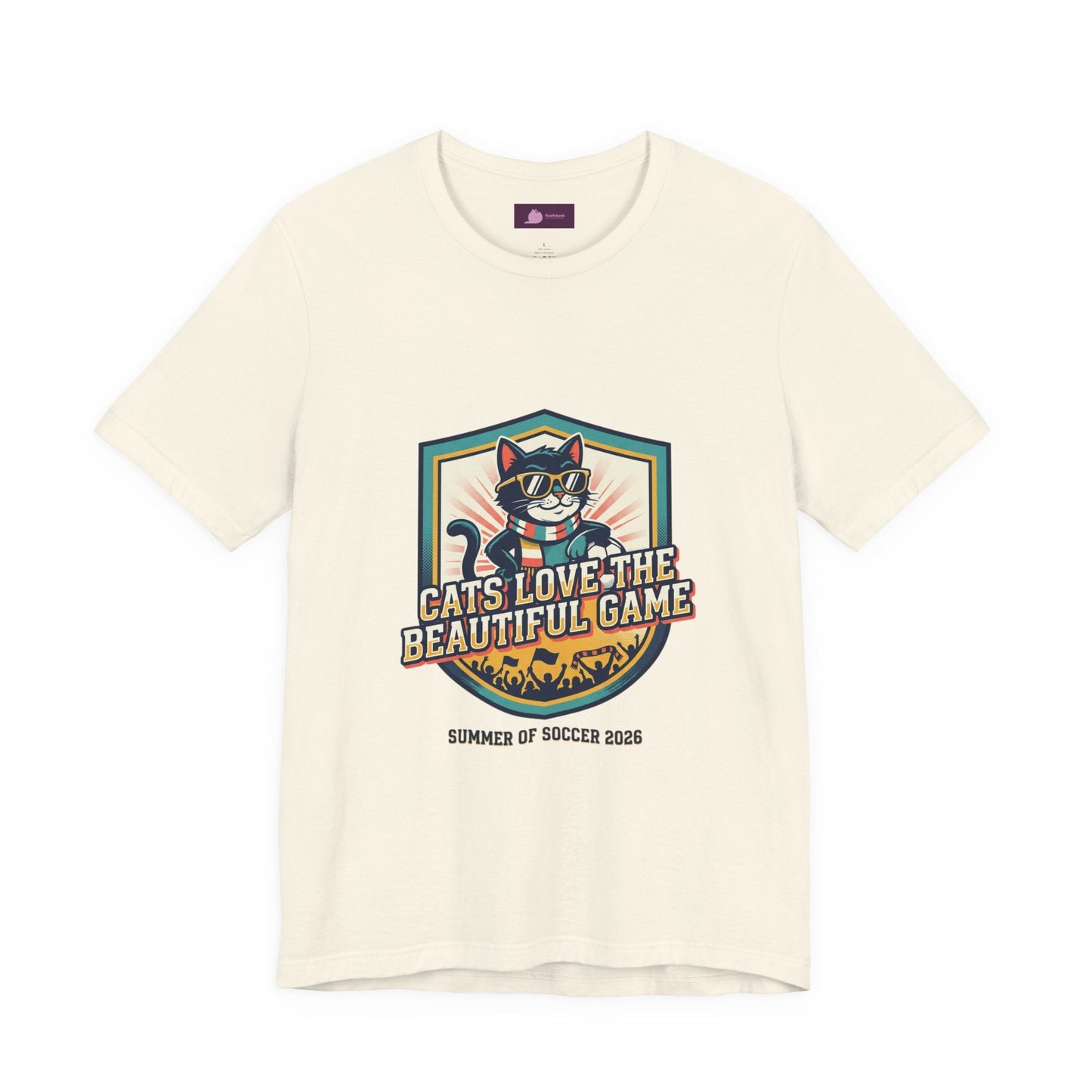 Cats Love the Beautiful Game Tee | Retro Soccer, Country Pride - FloofChonk