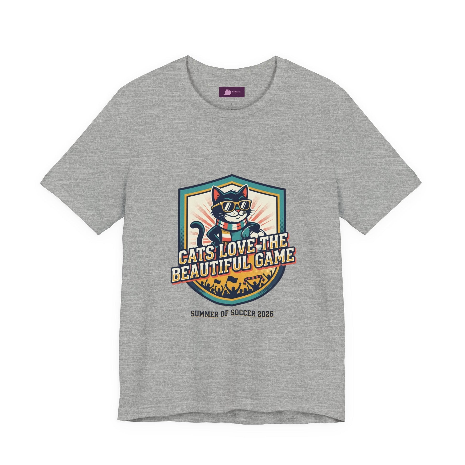 Cats Love the Beautiful Game Tee | Retro Soccer, Country Pride - FloofChonk