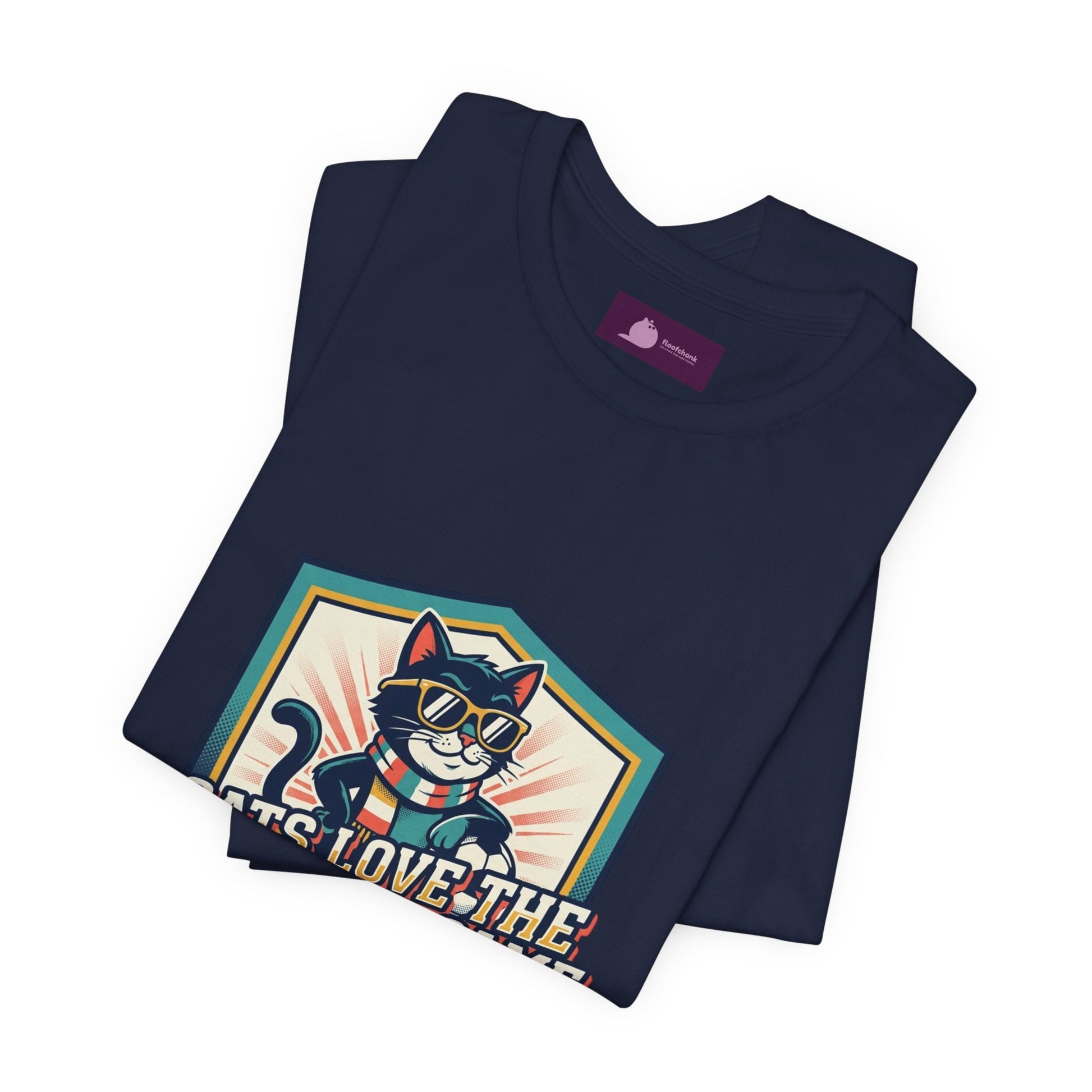 Cats Love the Beautiful Game Tee | Retro Soccer, Country Pride - FloofChonk