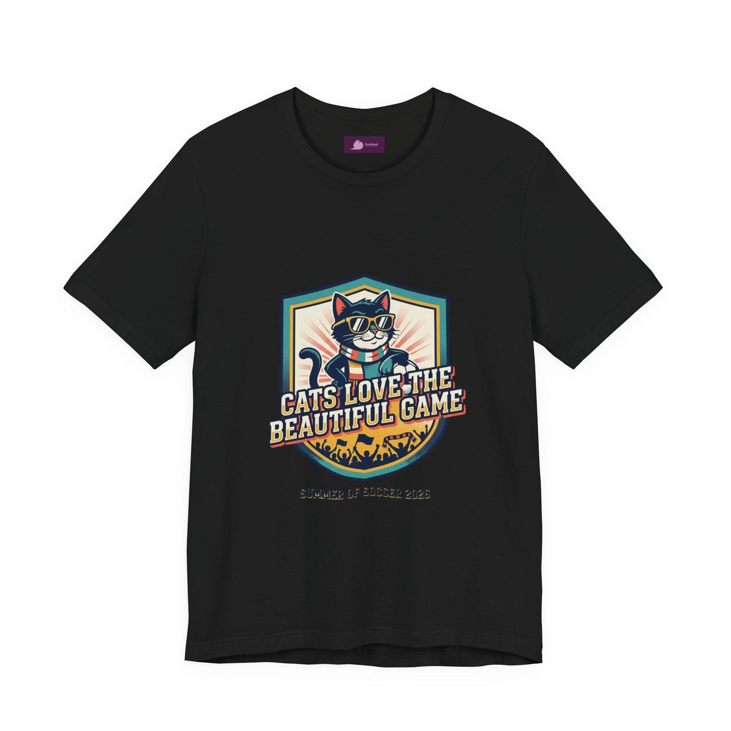 Cats Love the Beautiful Game Tee | Retro Soccer, Country Pride - FloofChonk