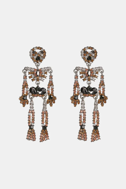 Skeleton Shape Glass Stone Dangle Earrings - FloofChonk
