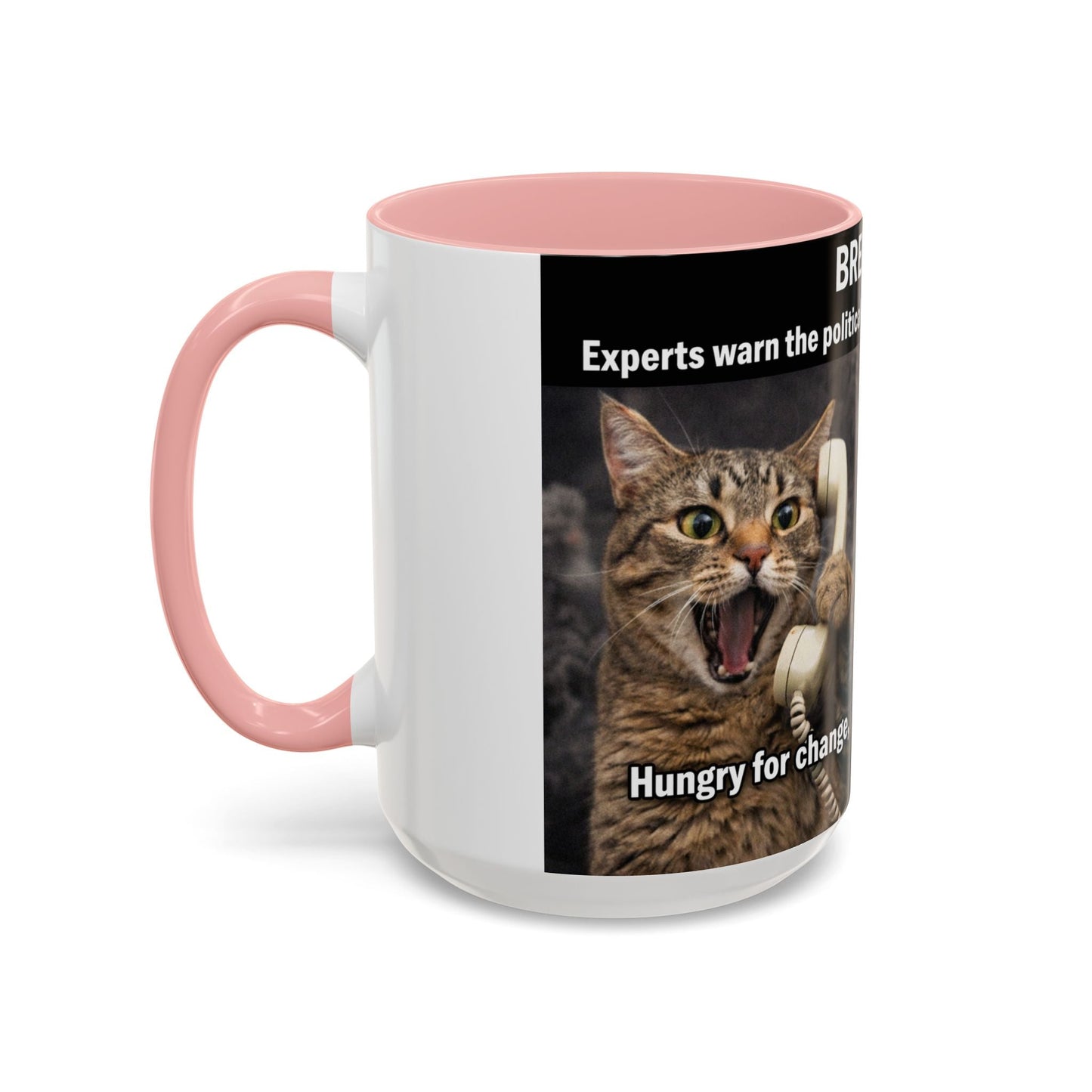 Coffee Mug - Funny Cat ‘Breaking: Politics Are Just Déjà Vu’ Meme Accent Mug (11/15oz) - FloofChonk