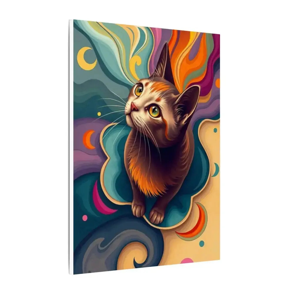 Colorful Cat Canvas Art – Stretched Wall Decor for Pet Lovers - FloofChonk
