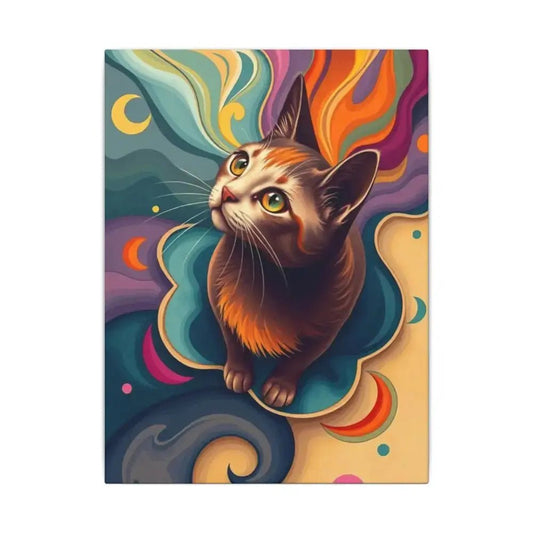 Colorful Cat Canvas Art – Stretched Wall Decor for Pet Lovers - FloofChonk