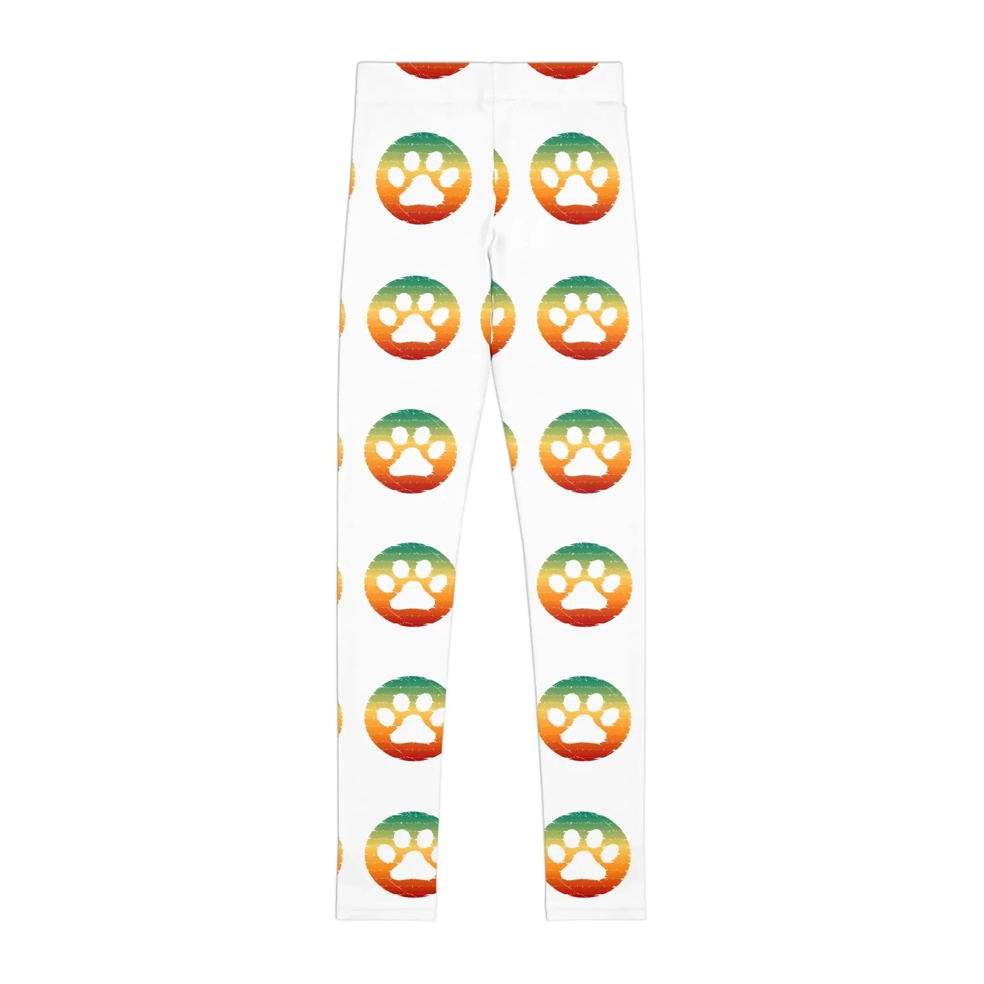 Colorful Paw Print Youth Leggings - Comfortable Activewear for Kids - FloofChonk