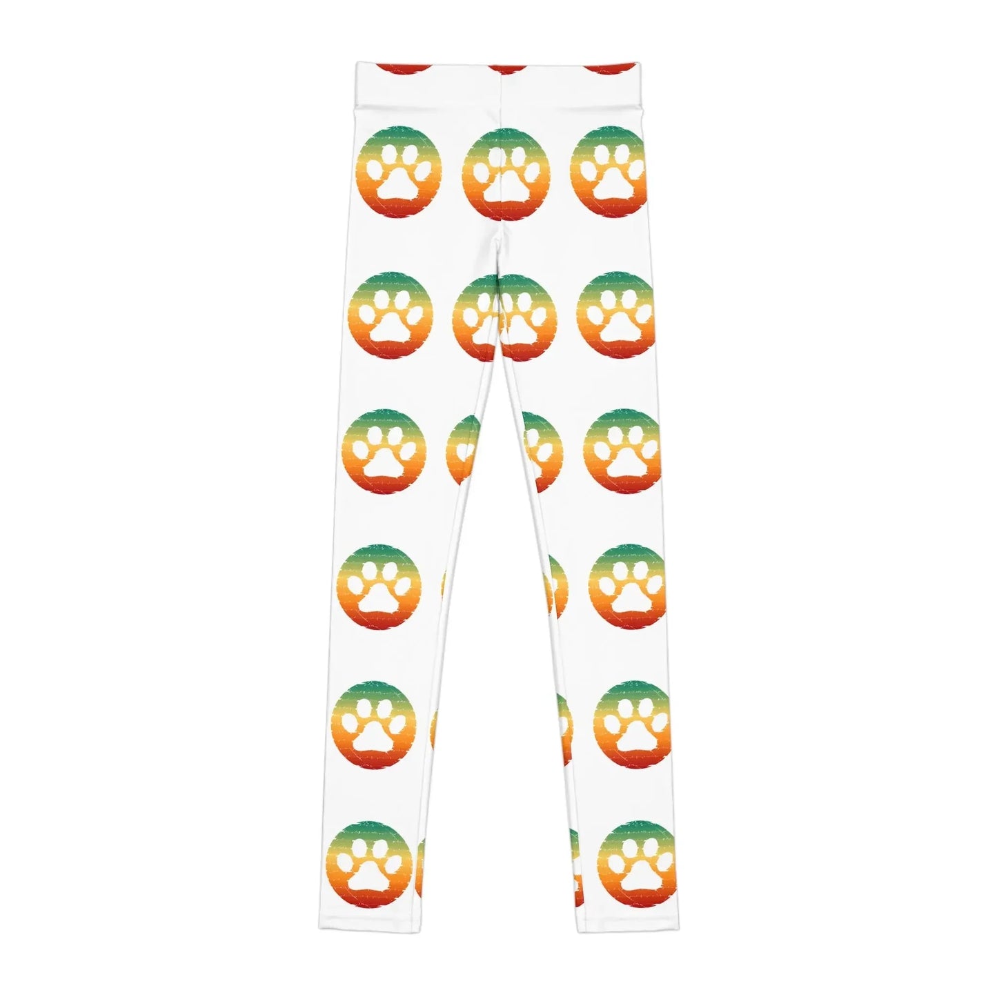 Colorful Paw Print Youth Leggings - Comfortable Activewear for Kids - FloofChonk