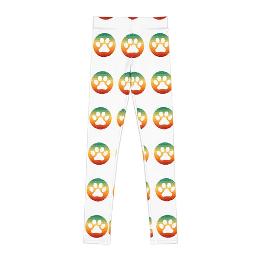 Colorful Paw Print Youth Leggings - Comfortable Activewear for Kids - FloofChonk