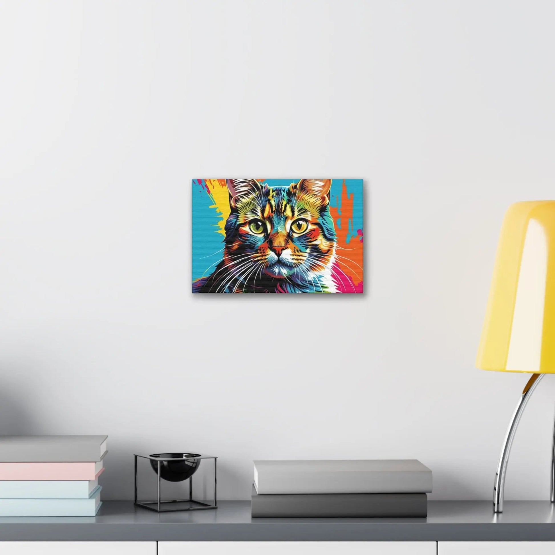 Colorful Pop Art Cat Canvas – Vibrant Stretched Wall Art - FloofChonk