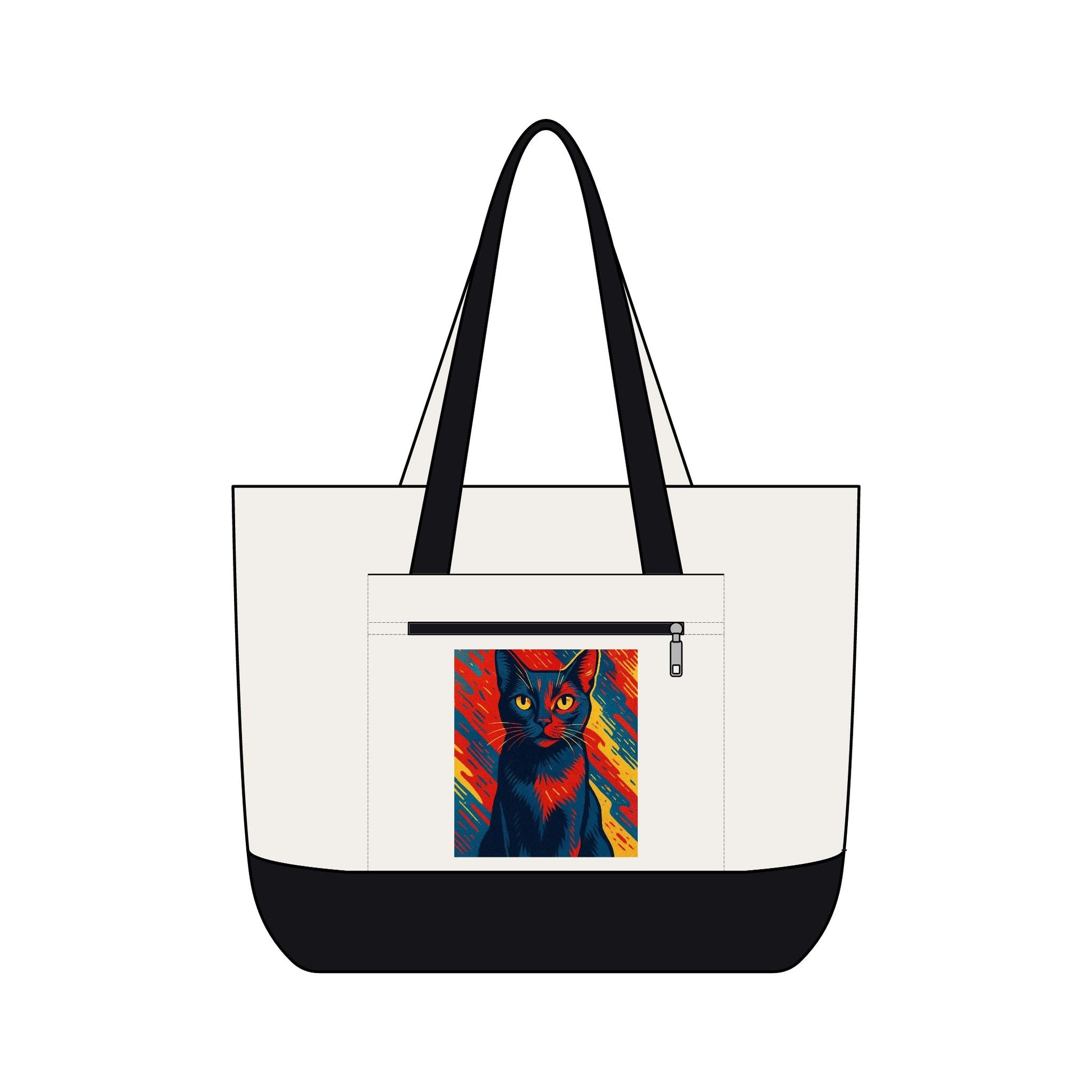 Colorful Pop Art Cat Zippered Canvas Tote - FloofChonk