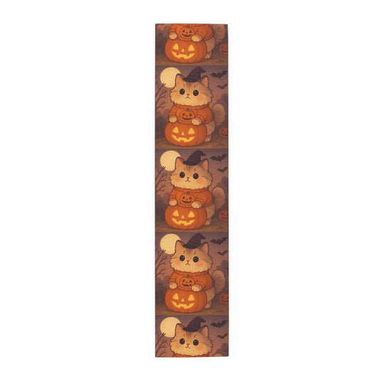 Cotton Halloween Cat Table Runner - FloofChonk