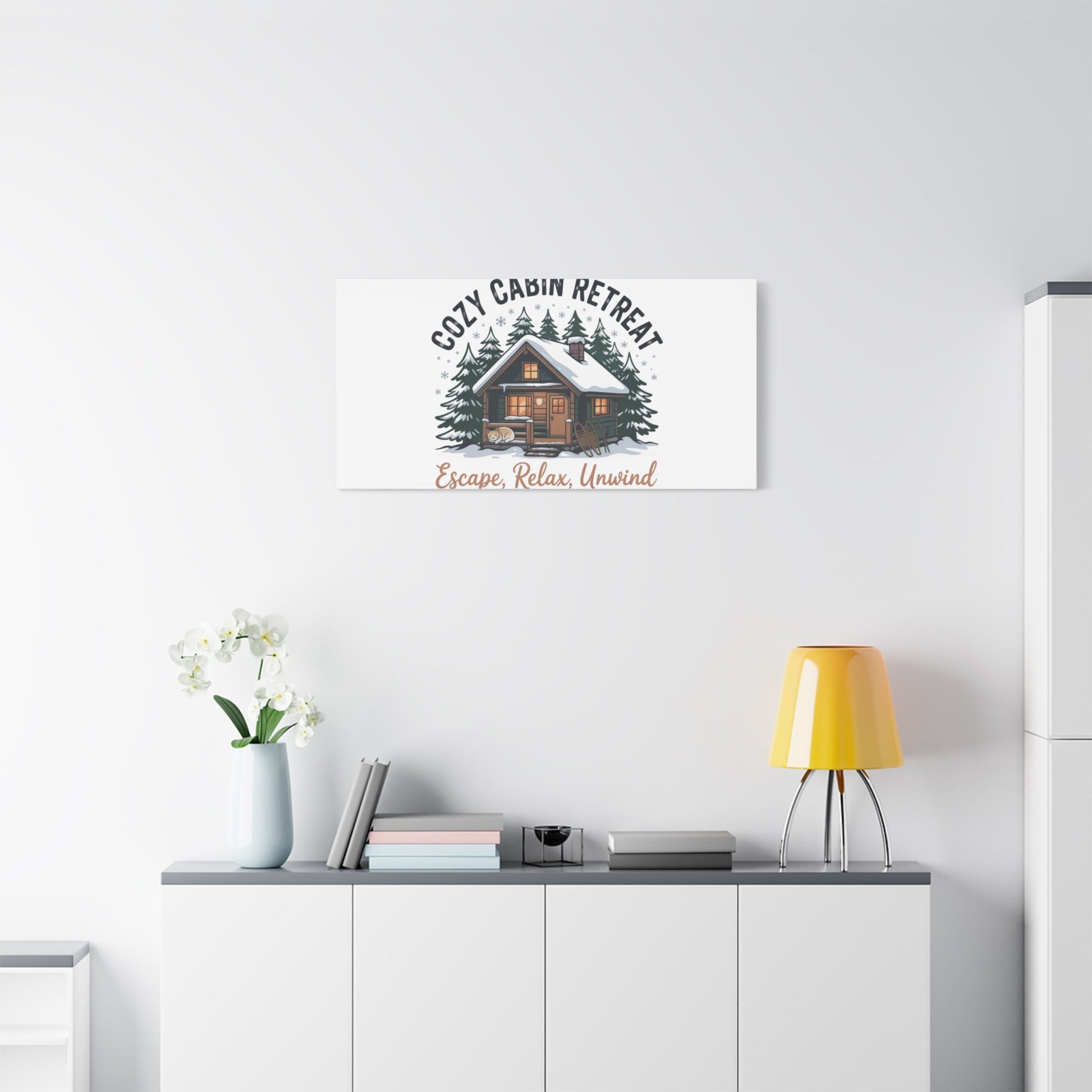 Cozy Cabin Retreat Log Cabin Art Print | Matte Canvas Stretched, 1.25" - FloofChonk
