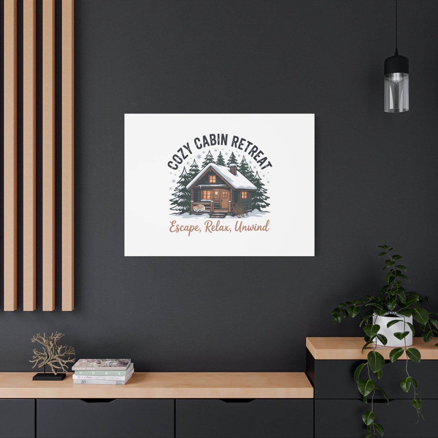 Cozy Cabin Retreat Log Cabin Art Print | Matte Canvas Stretched, 1.25" - FloofChonk