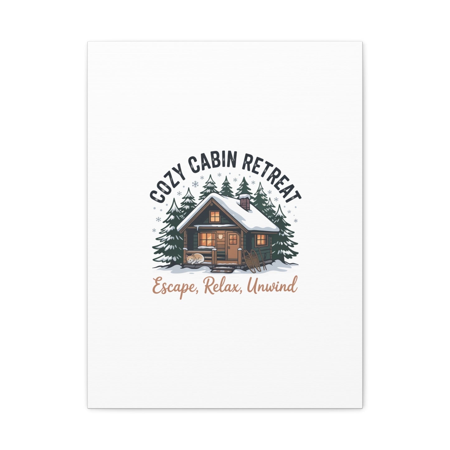 Cozy Cabin Retreat Log Cabin Art Print | Matte Canvas Stretched, 1.25" - FloofChonk
