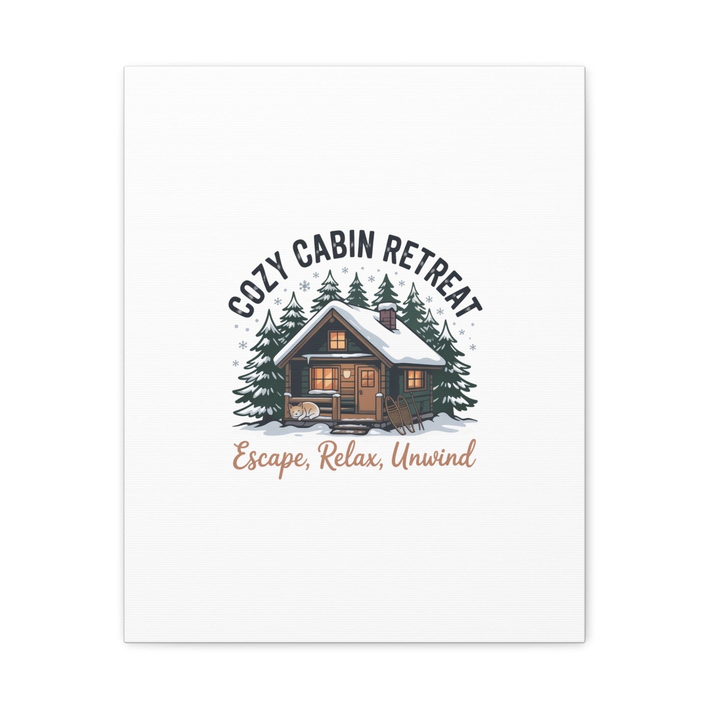 Cozy Cabin Retreat Log Cabin Art Print | Matte Canvas Stretched, 1.25" - FloofChonk