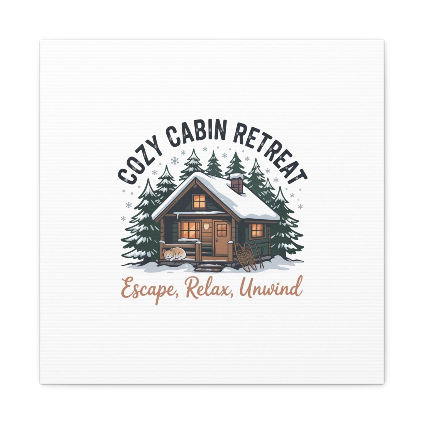Cozy Cabin Retreat Log Cabin Art Print | Matte Canvas Stretched, 1.25" - FloofChonk