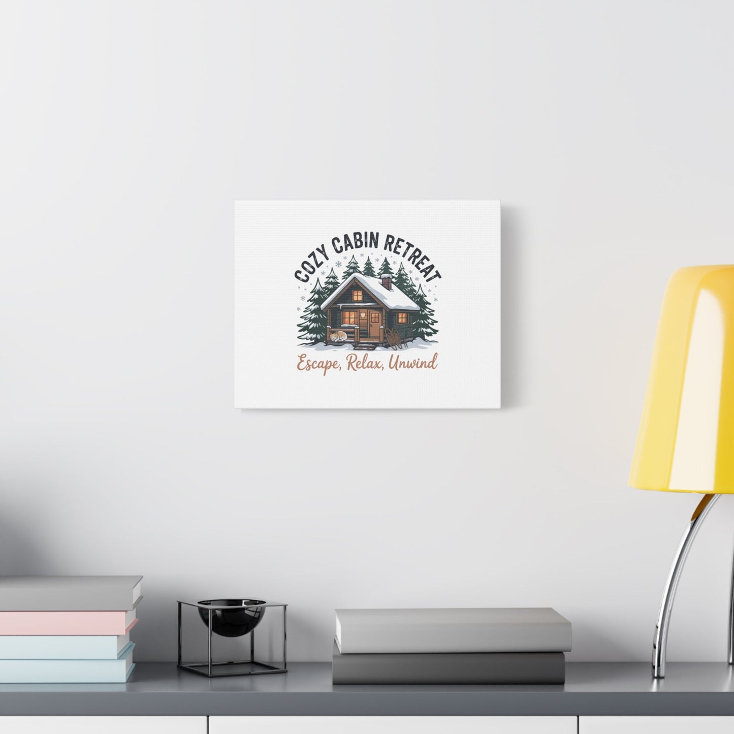 Cozy Cabin Retreat Log Cabin Art Print | Matte Canvas Stretched, 1.25" - FloofChonk