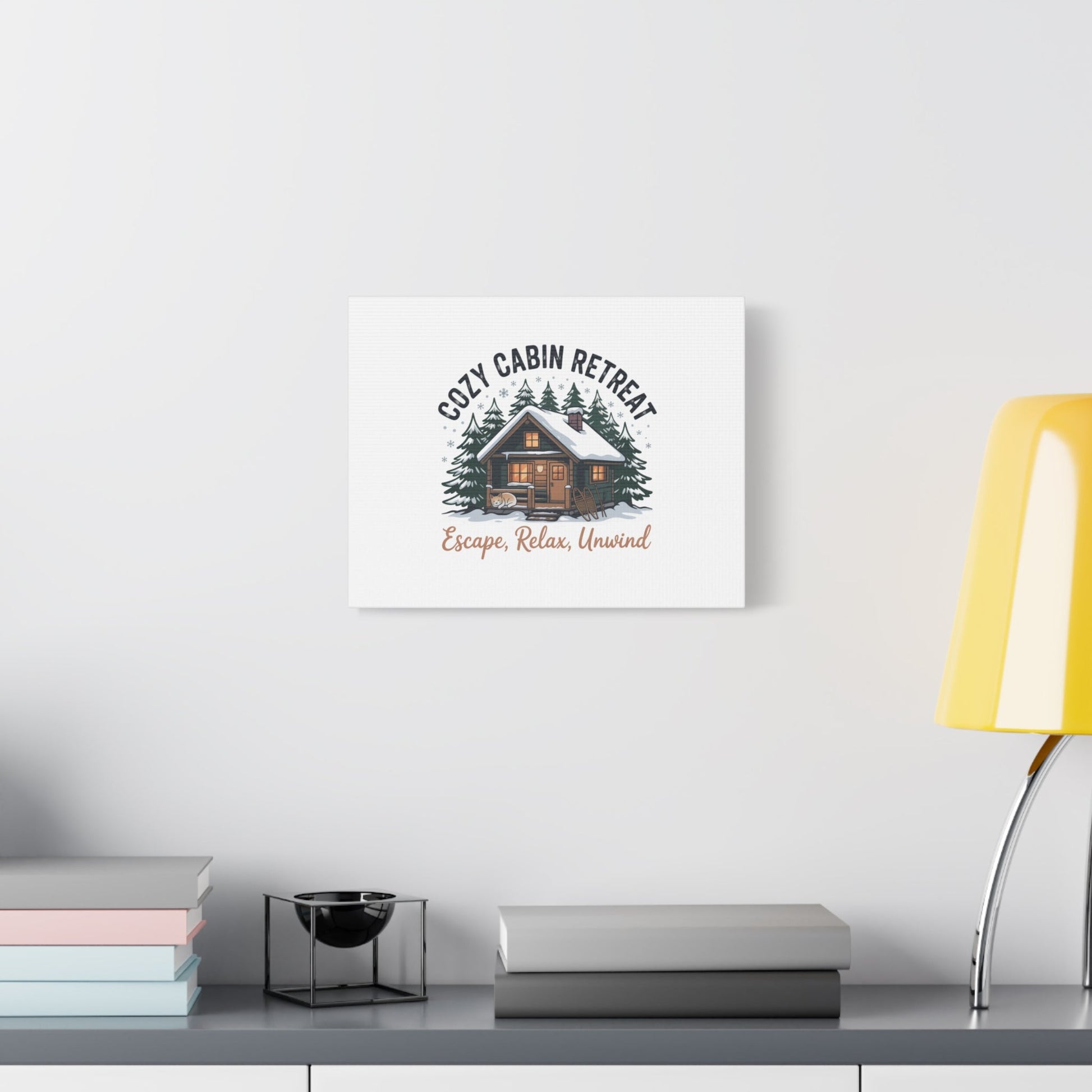Cozy Cabin Retreat Log Cabin Art Print | Matte Canvas Stretched, 1.25" - FloofChonk