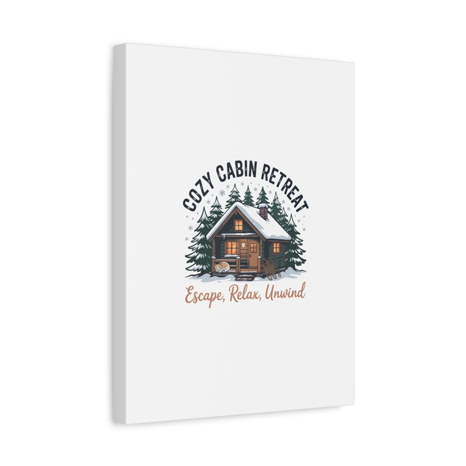 Cozy Cabin Retreat Log Cabin Art Print | Matte Canvas Stretched, 1.25" - FloofChonk