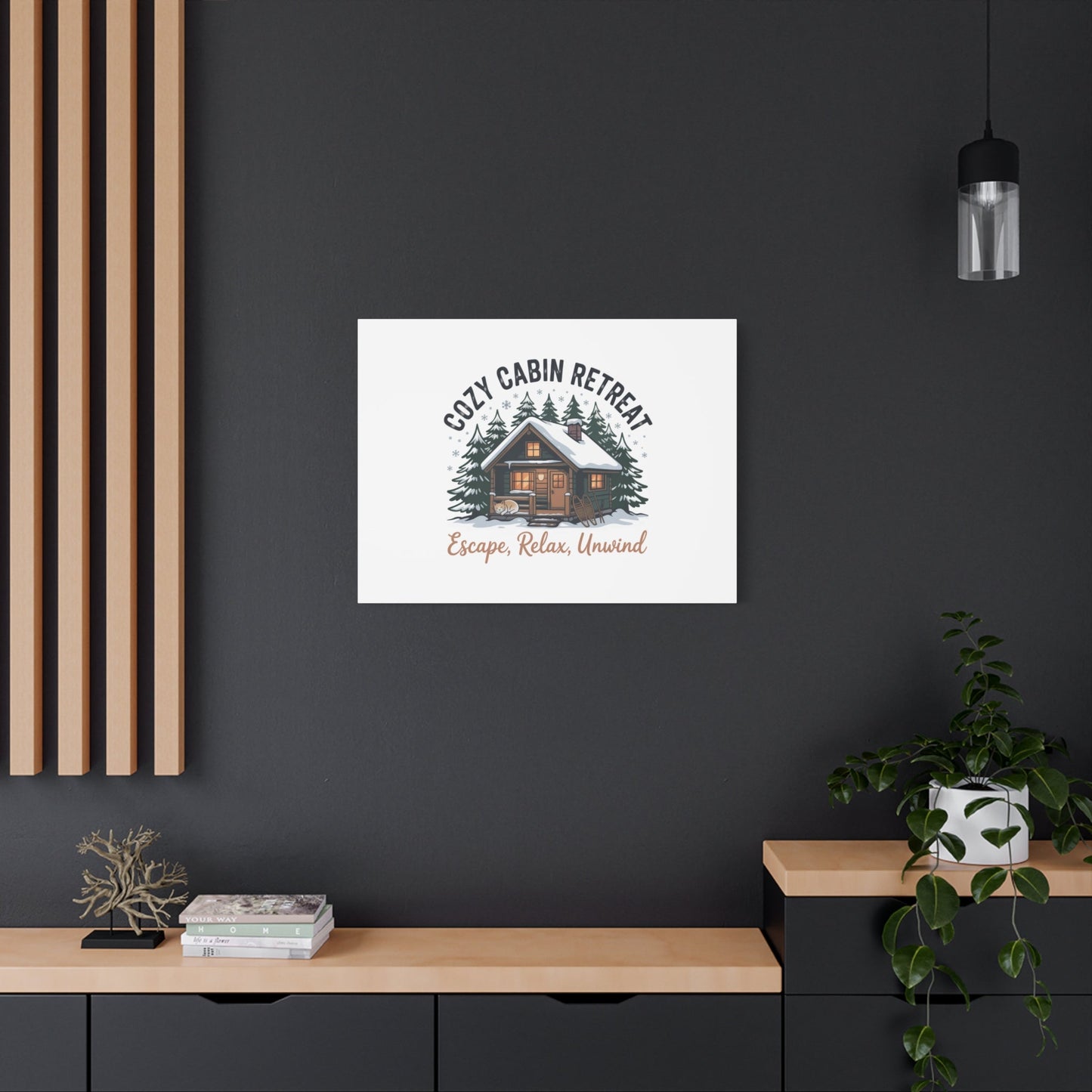 Cozy Cabin Retreat Log Cabin Art Print | Matte Canvas Stretched, 1.25" - FloofChonk
