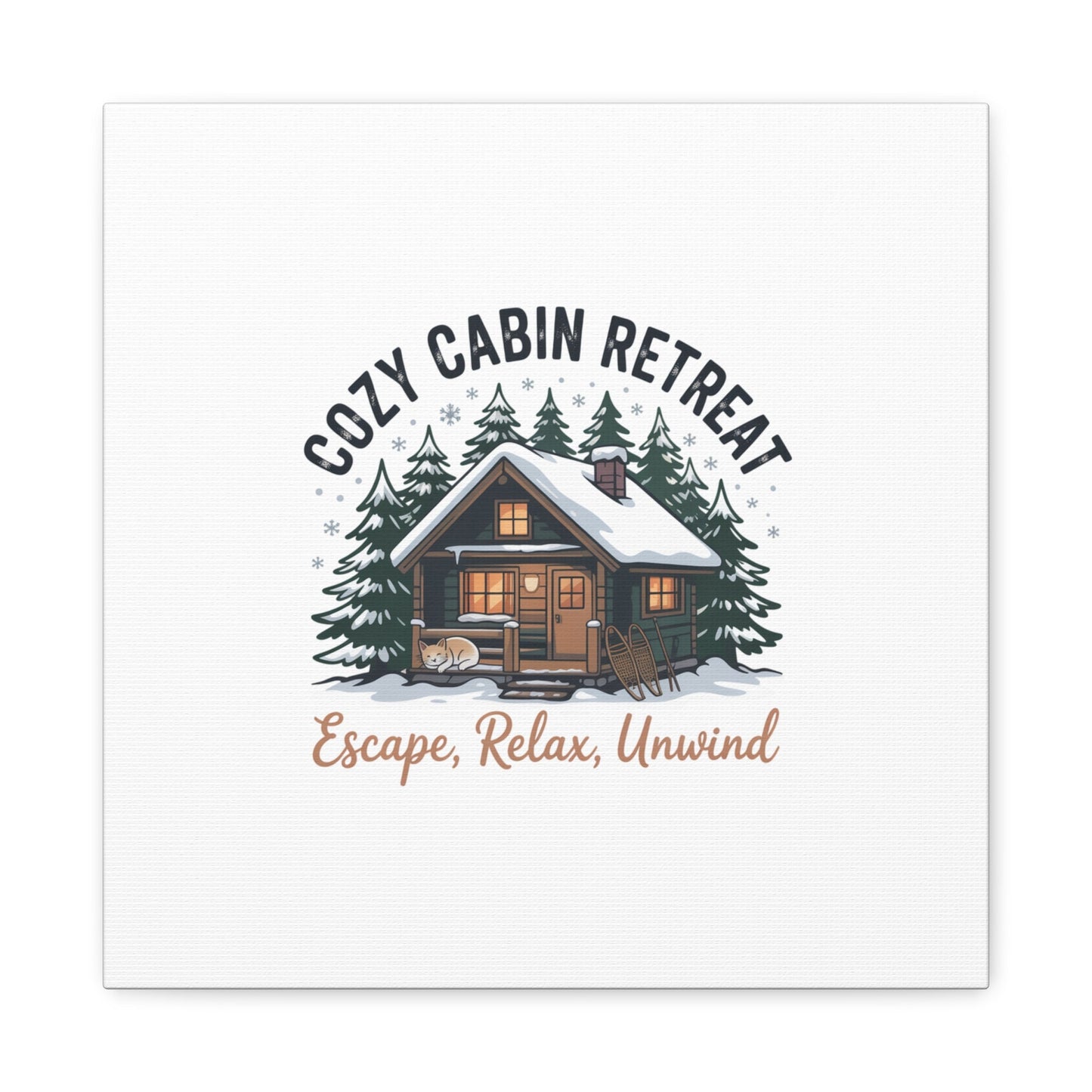 Cozy Cabin Retreat Log Cabin Art Print | Matte Canvas Stretched, 1.25" - FloofChonk