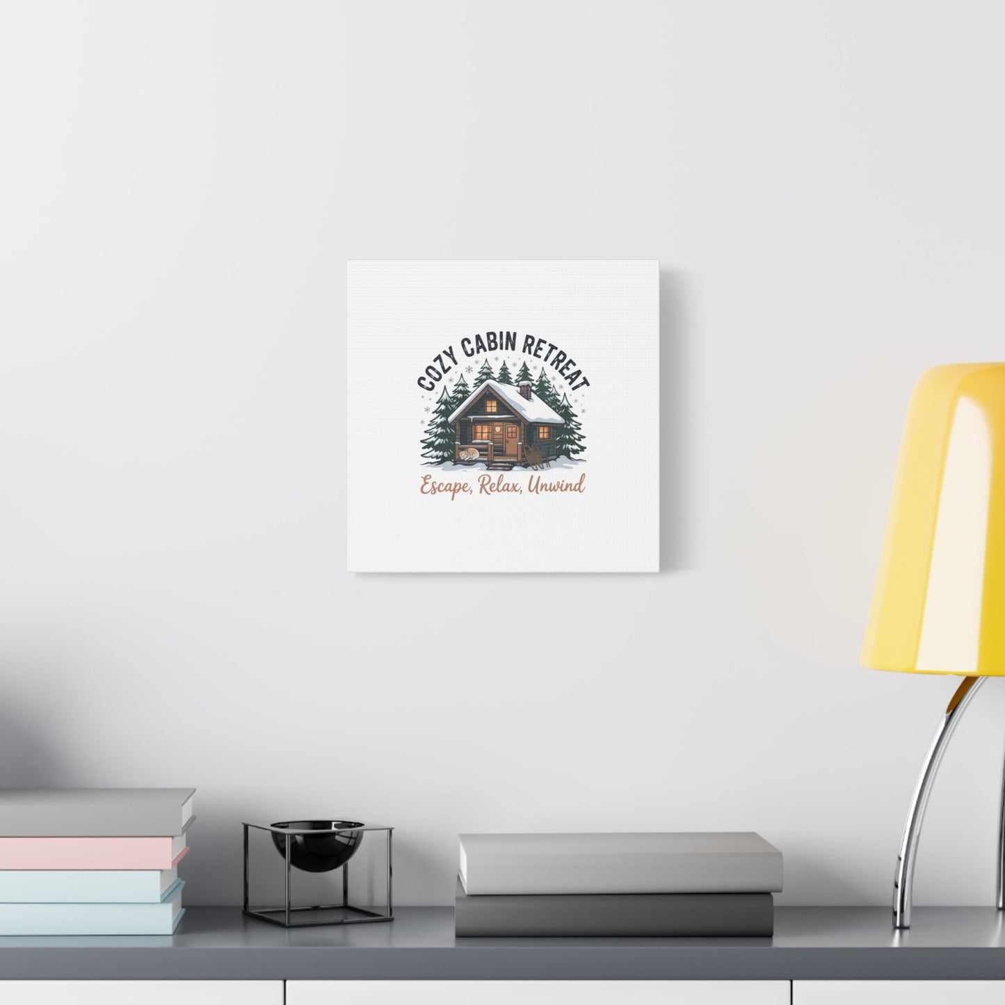 Cozy Cabin Retreat Log Cabin Art Print | Matte Canvas Stretched, 1.25" - FloofChonk