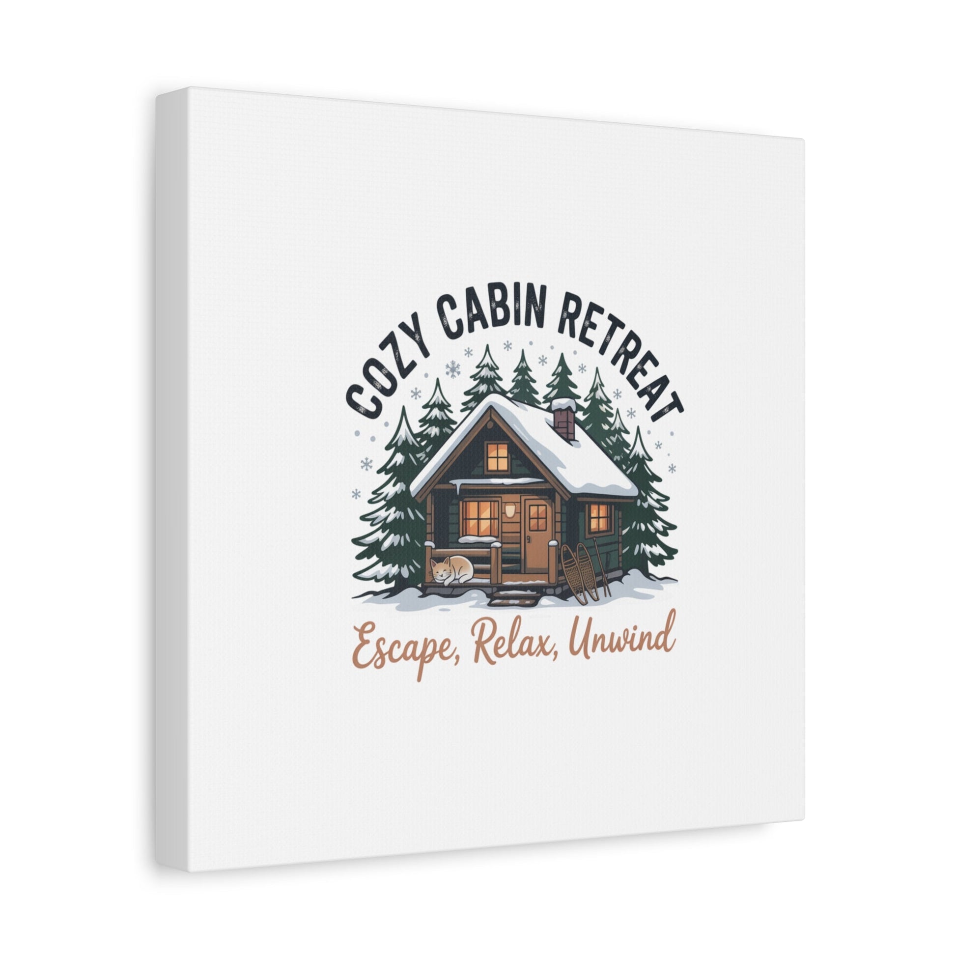 Cozy Cabin Retreat Log Cabin Art Print | Matte Canvas Stretched, 1.25" - FloofChonk