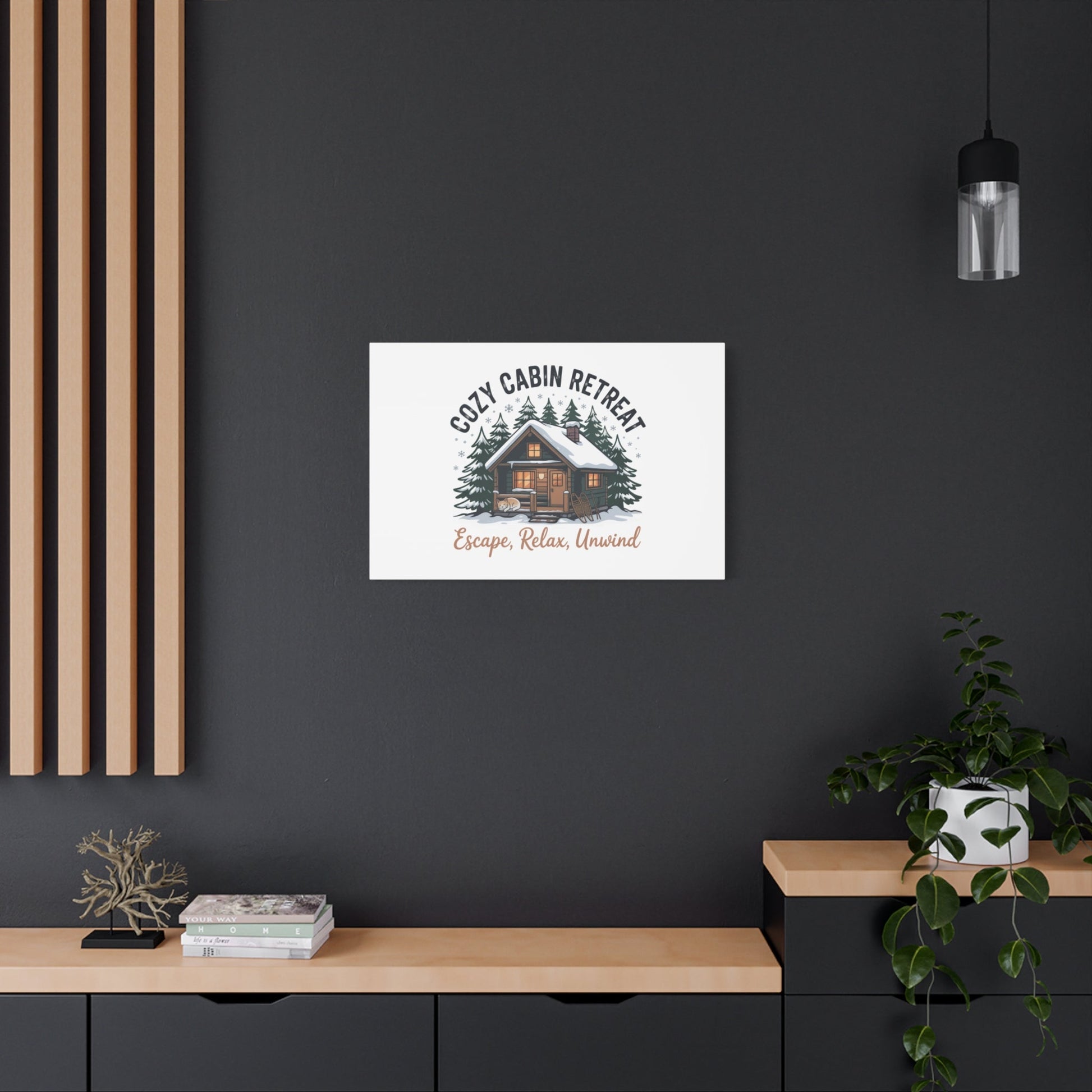 Cozy Cabin Retreat Log Cabin Art Print | Matte Canvas Stretched, 1.25" - FloofChonk