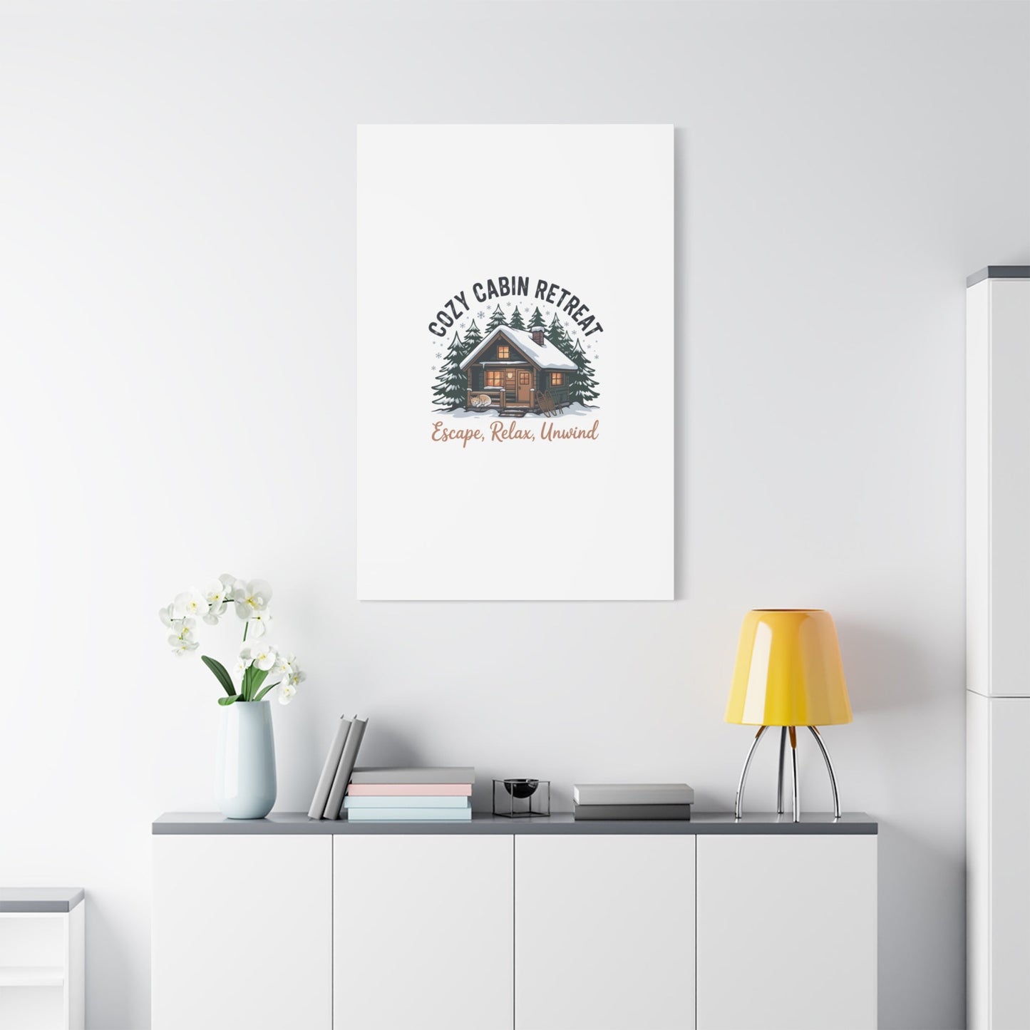 Cozy Cabin Retreat Log Cabin Art Print | Matte Canvas Stretched, 1.25" - FloofChonk