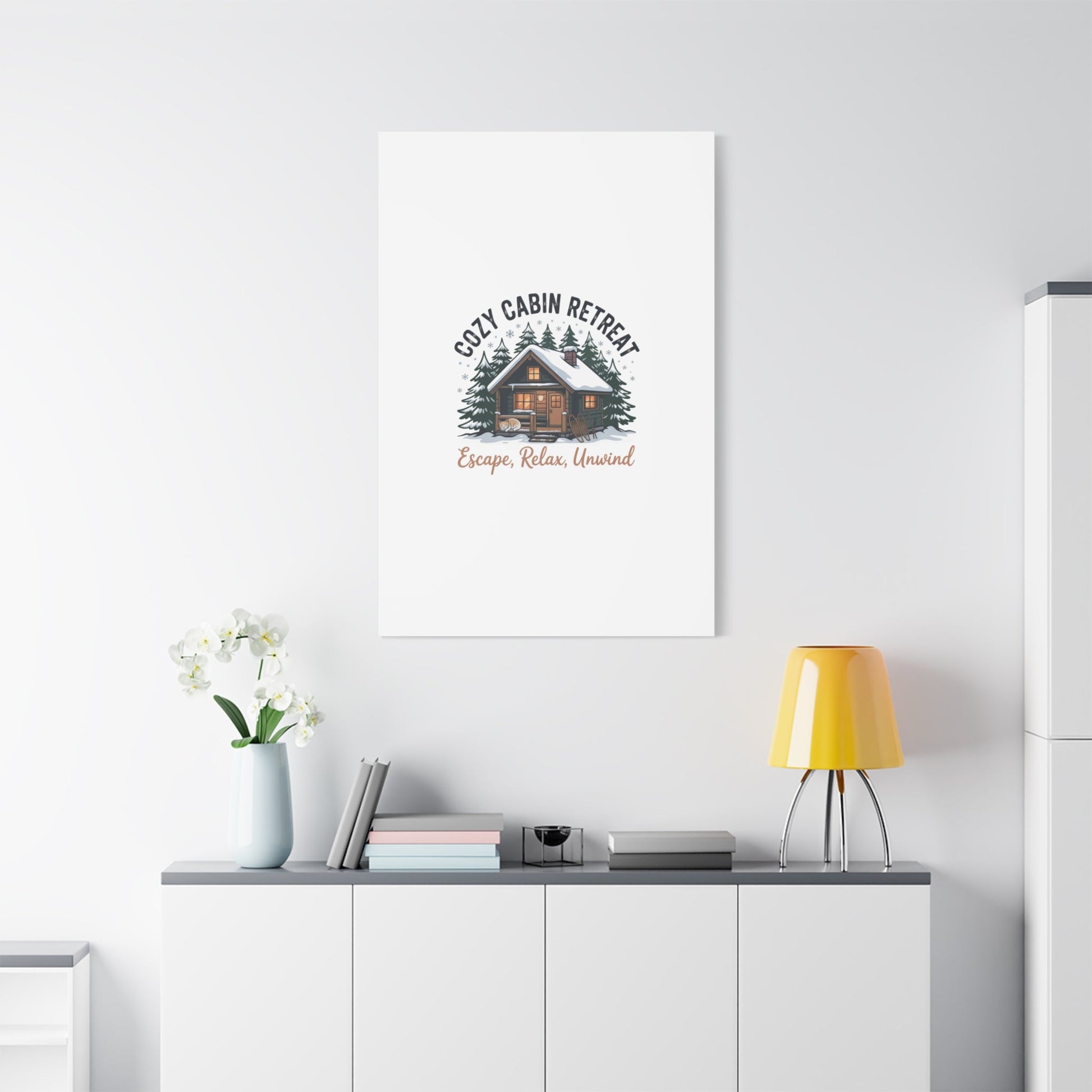 Cozy Cabin Retreat Log Cabin Art Print | Matte Canvas Stretched, 1.25" - FloofChonk