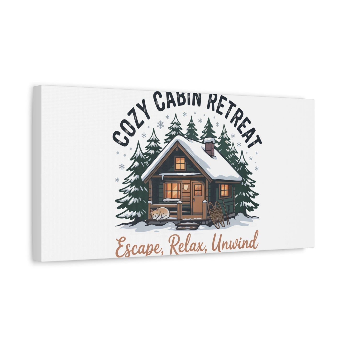 Cozy Cabin Retreat Log Cabin Art Print | Matte Canvas Stretched, 1.25" - FloofChonk