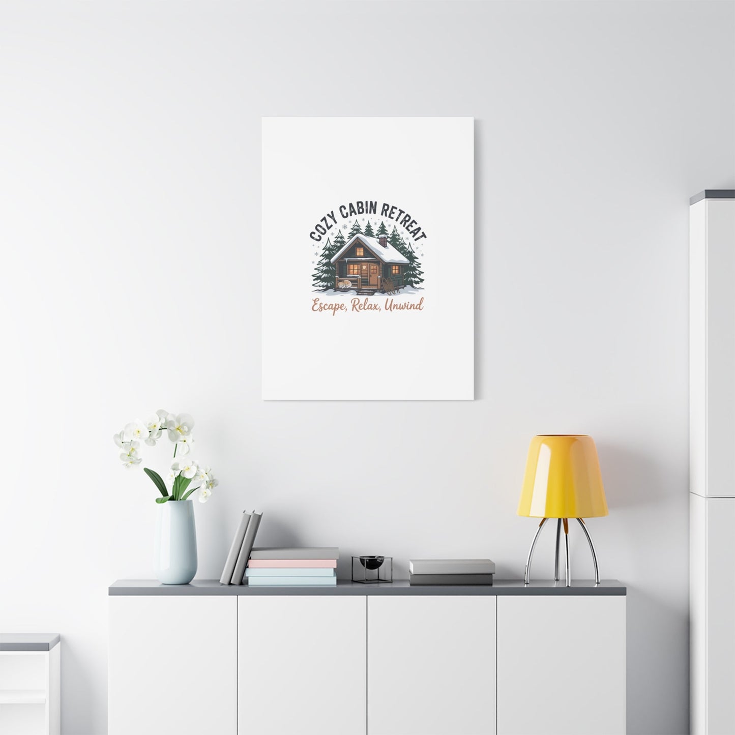 Cozy Cabin Retreat Log Cabin Art Print | Matte Canvas Stretched, 1.25" - FloofChonk