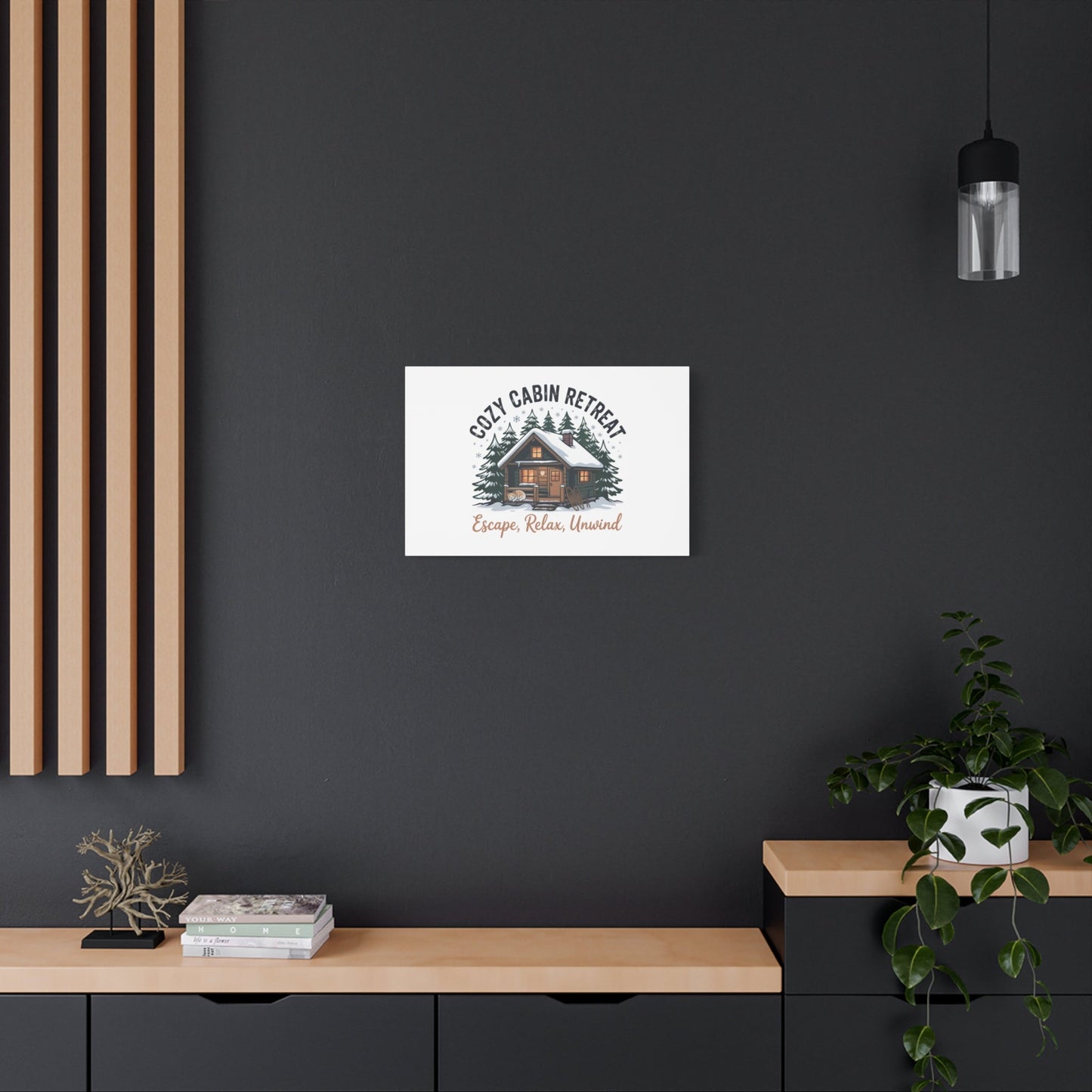 Cozy Cabin Retreat Log Cabin Art Print | Matte Canvas Stretched, 1.25" - FloofChonk