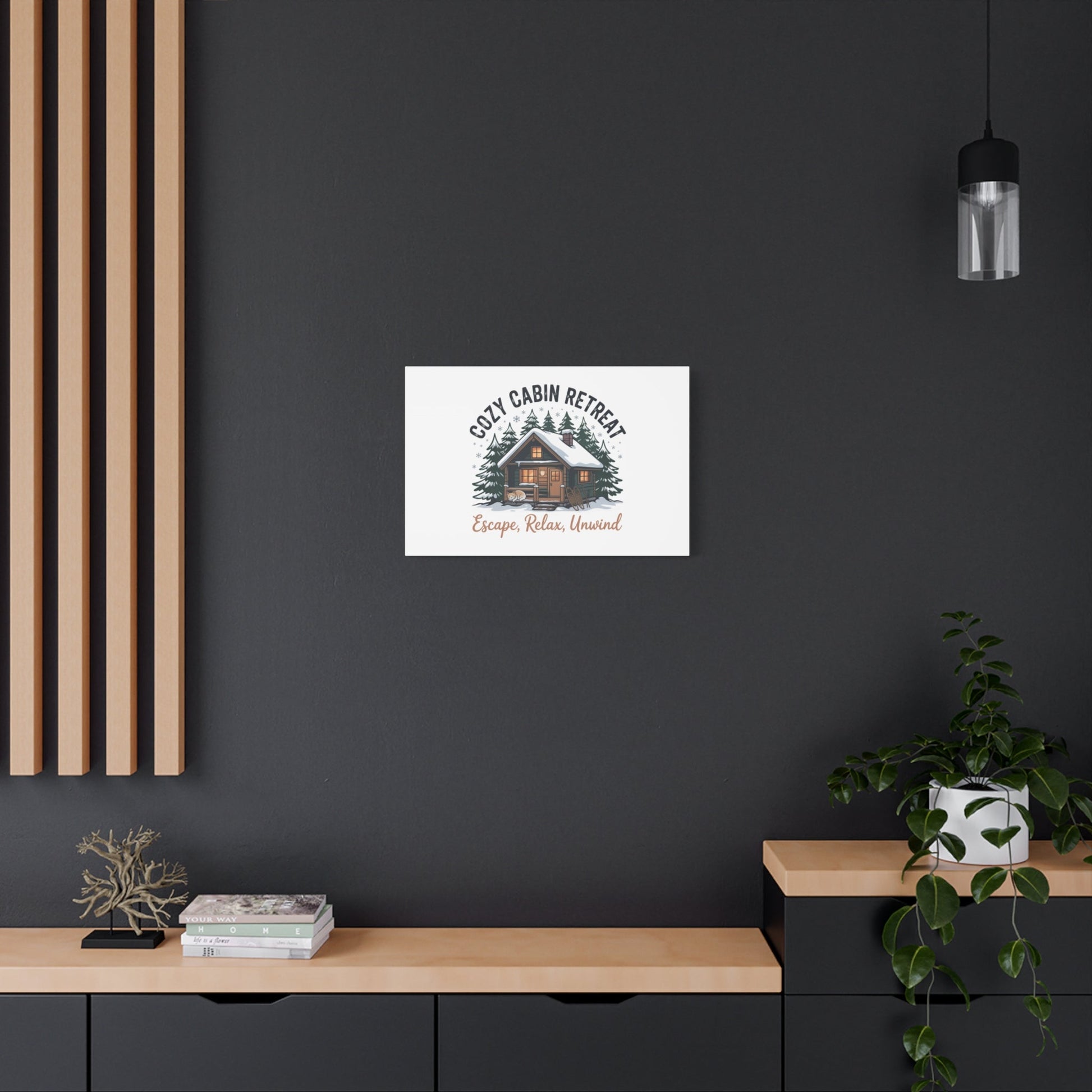 Cozy Cabin Retreat Log Cabin Art Print | Matte Canvas Stretched, 1.25" - FloofChonk