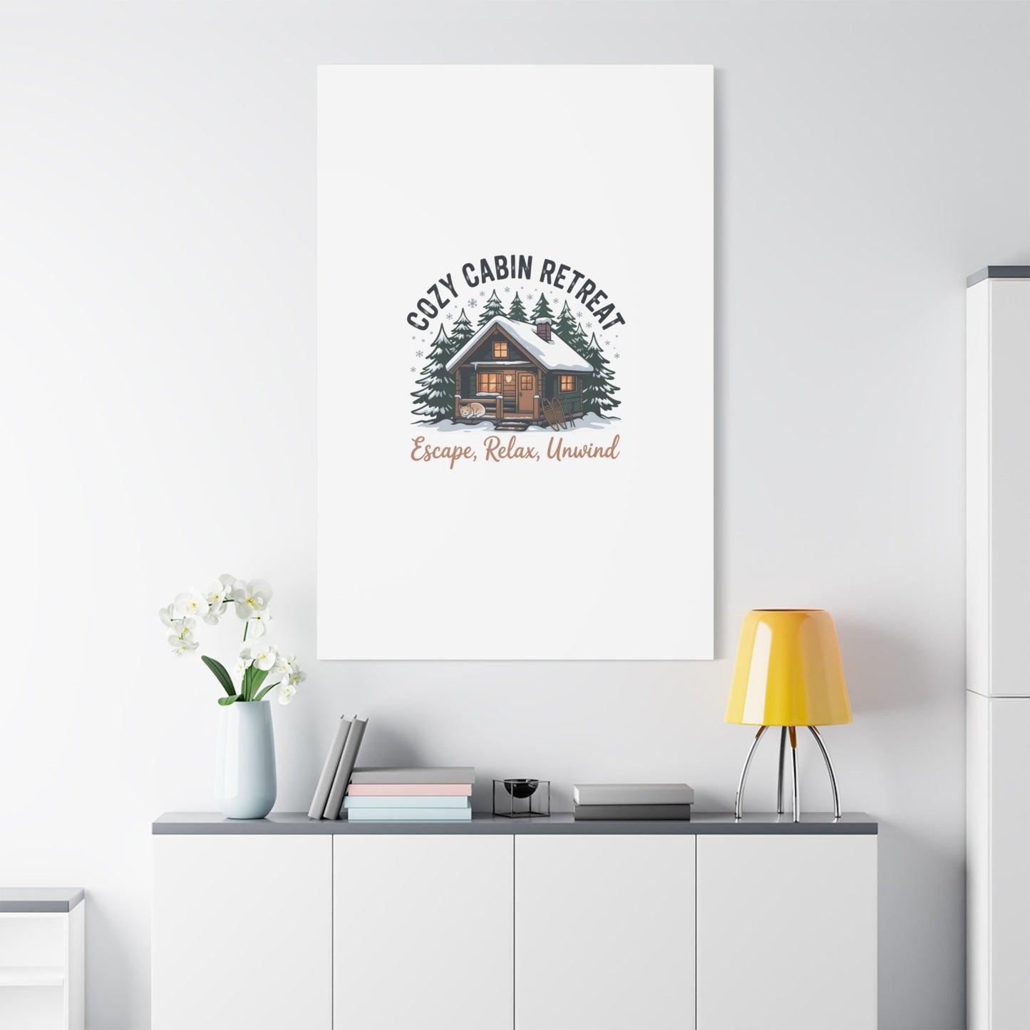 Cozy Cabin Retreat Log Cabin Art Print | Matte Canvas Stretched, 1.25" - FloofChonk