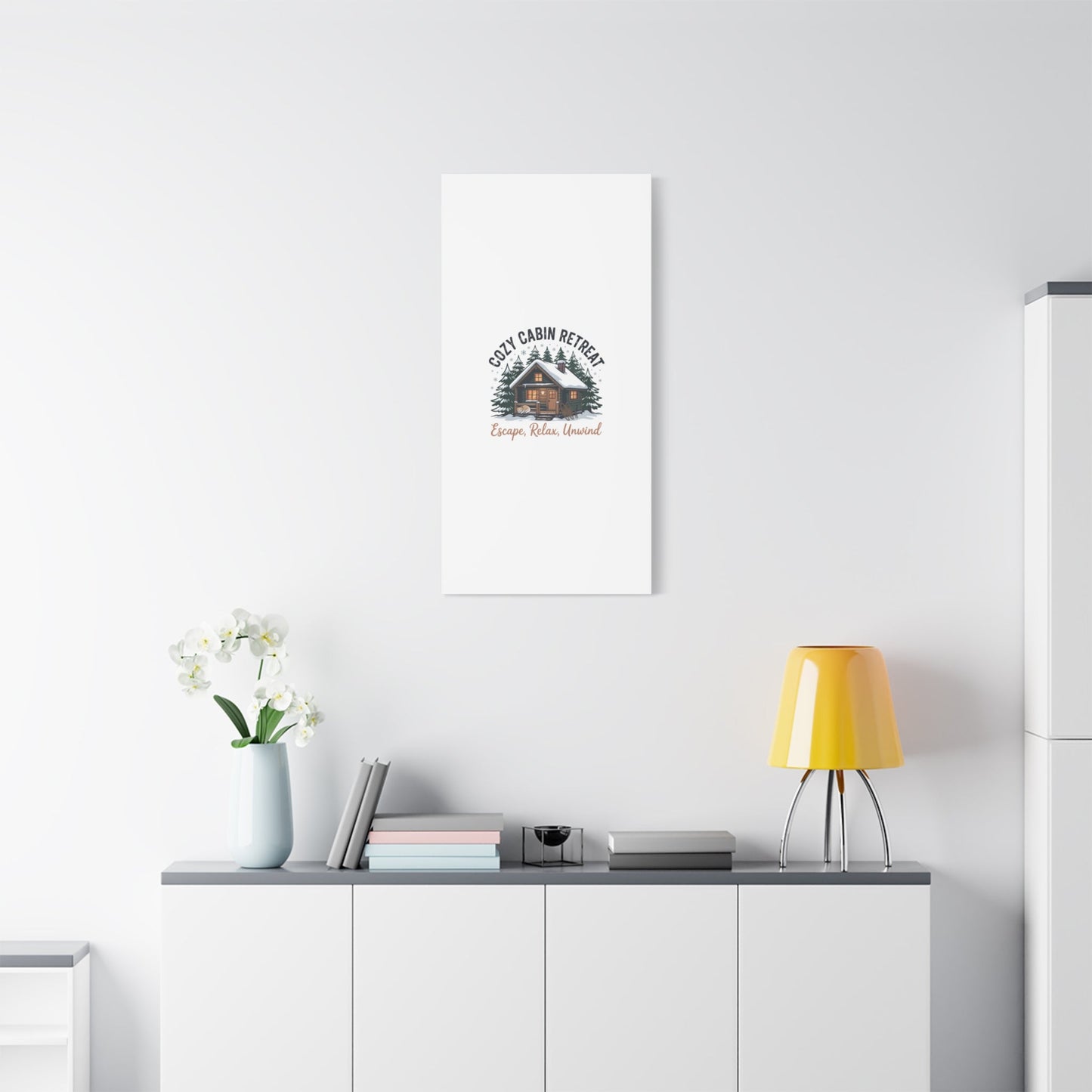 Cozy Cabin Retreat Log Cabin Art Print | Matte Canvas Stretched, 1.25" - FloofChonk
