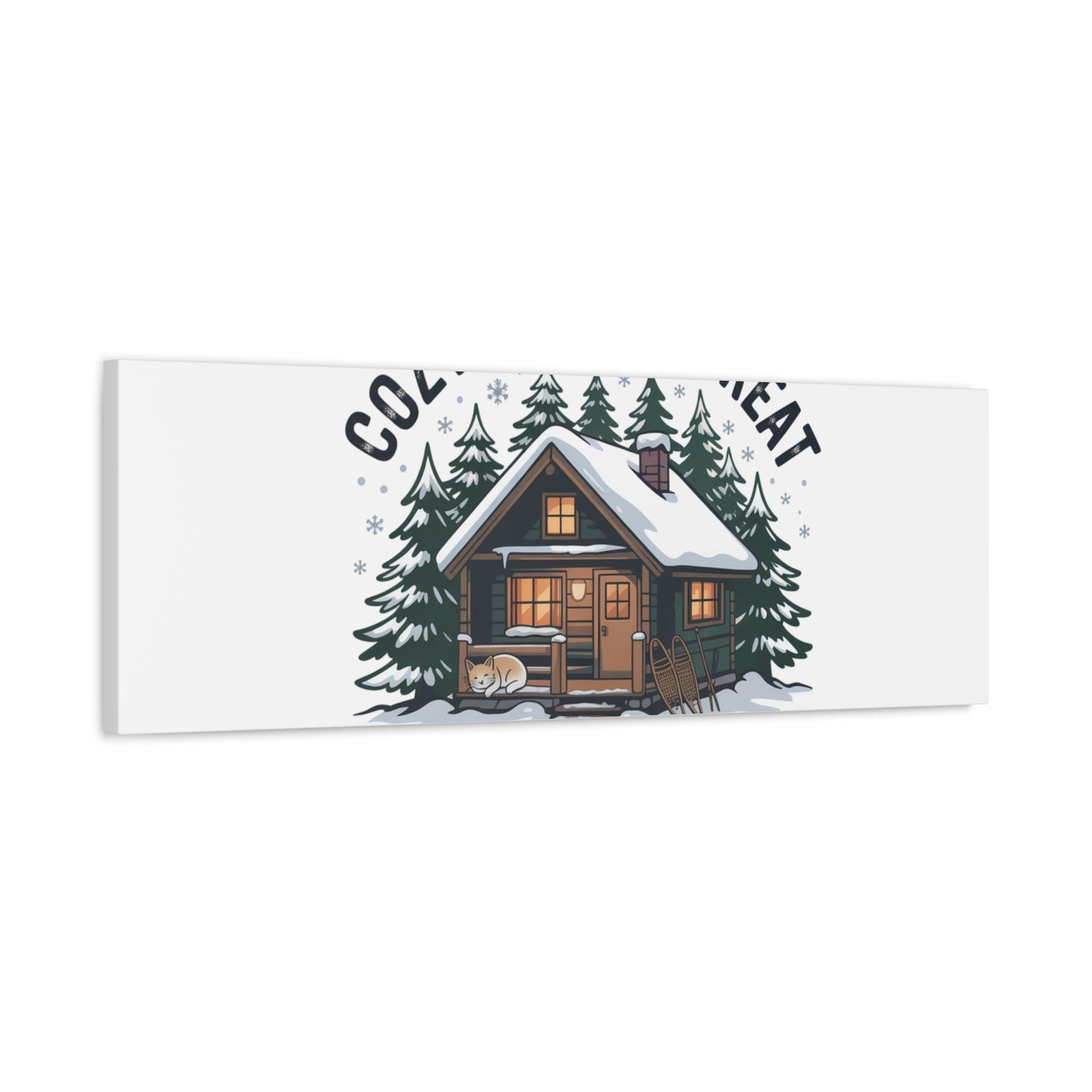 Cozy Cabin Retreat Log Cabin Art Print | Matte Canvas Stretched, 1.25" - FloofChonk