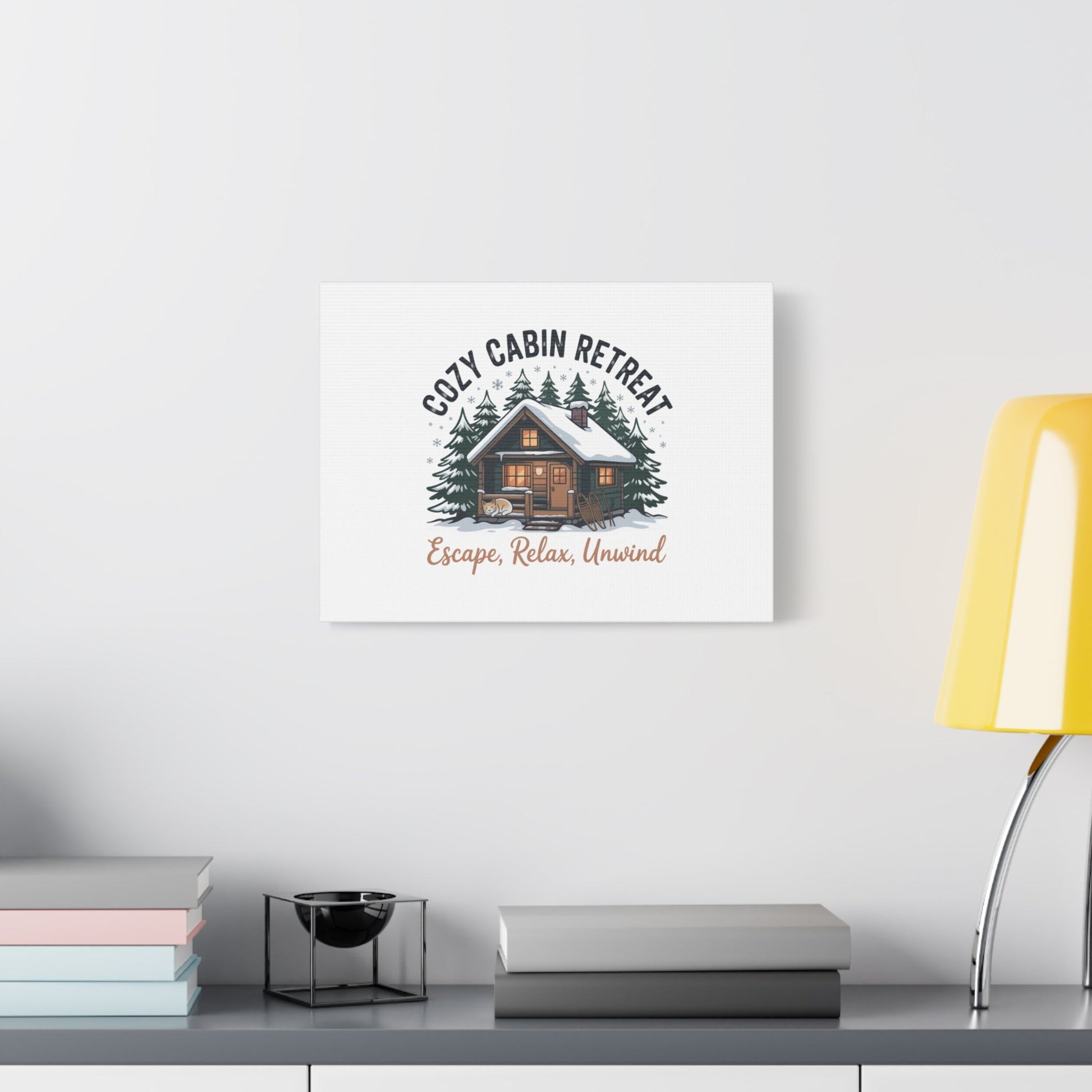 Cozy Cabin Retreat Log Cabin Art Print | Matte Canvas Stretched, 1.25" - FloofChonk