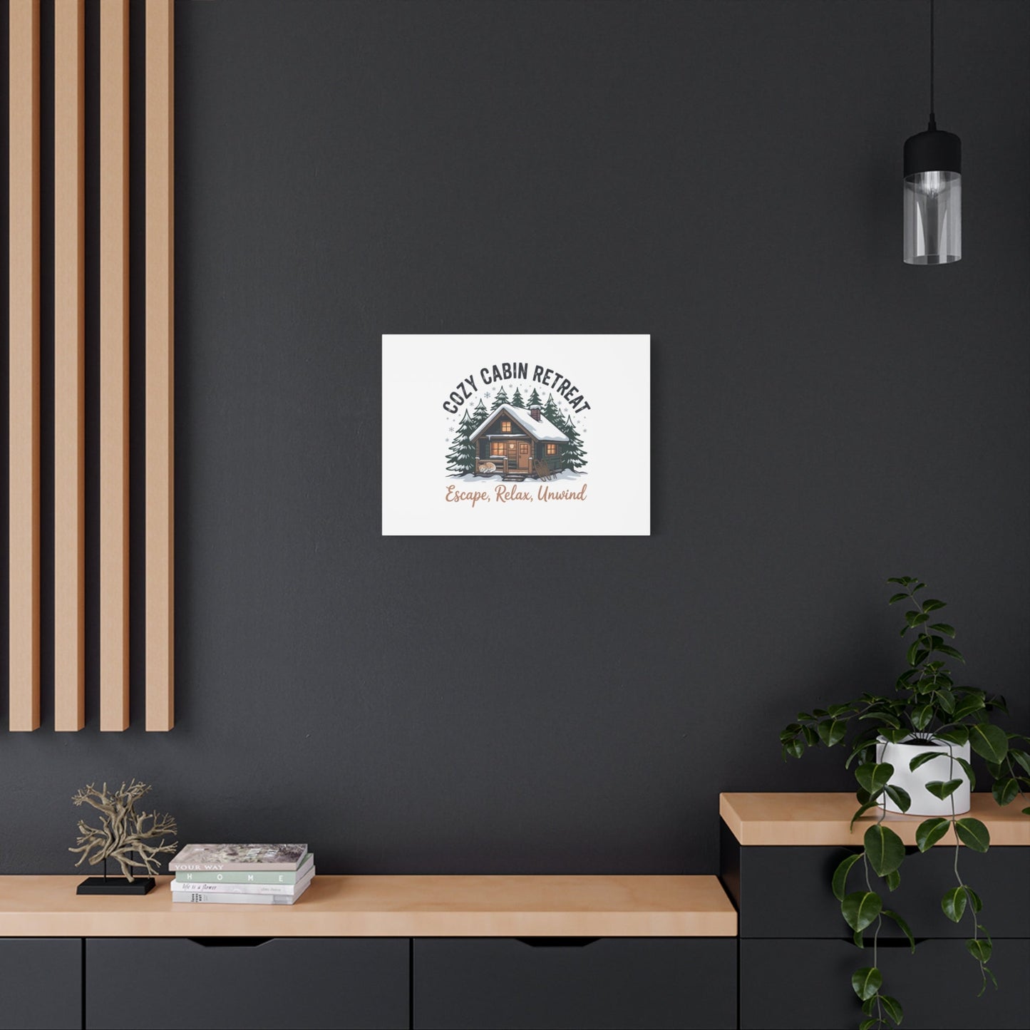 Cozy Cabin Retreat Log Cabin Art Print | Matte Canvas Stretched, 1.25" - FloofChonk