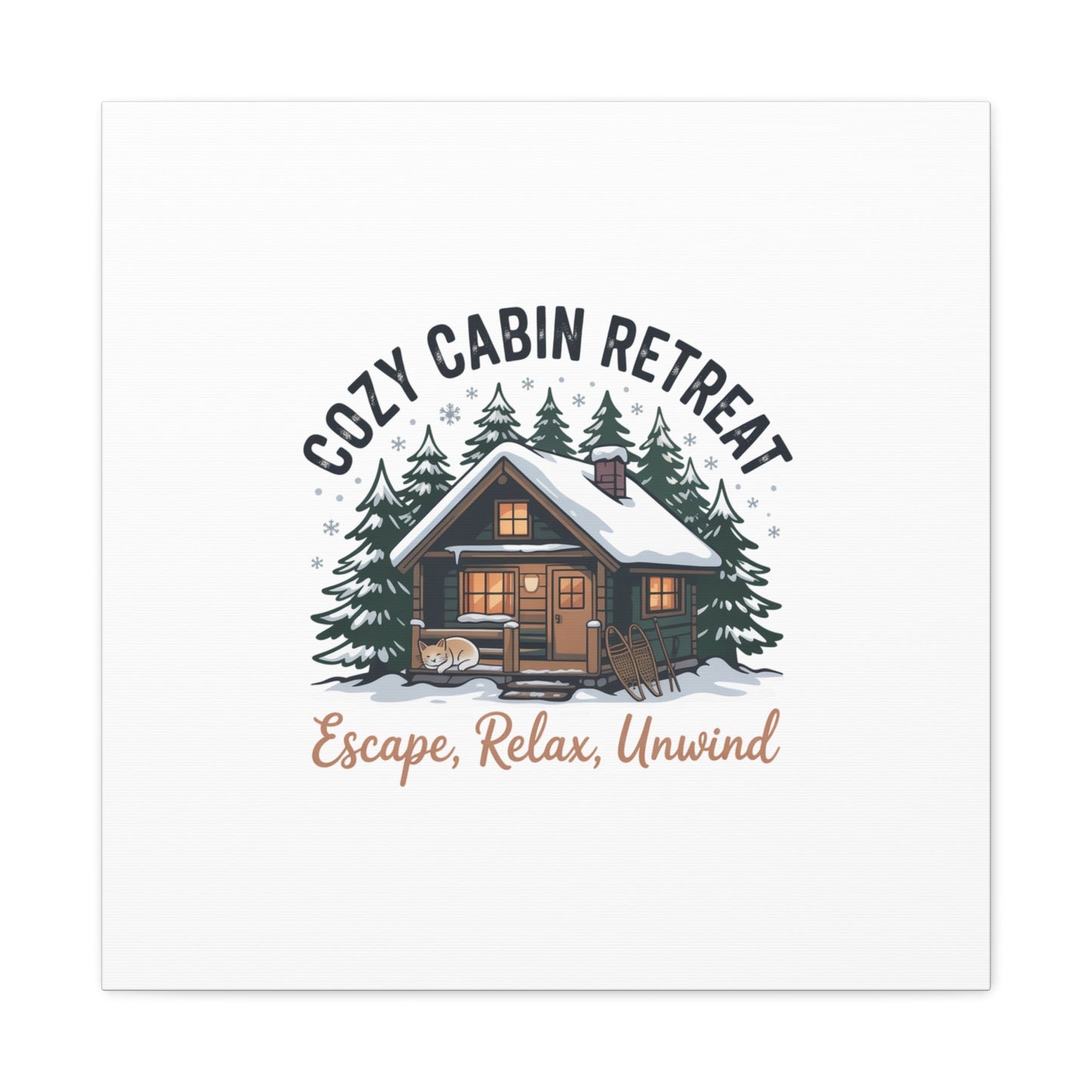 Cozy Cabin Retreat Log Cabin Art Print | Matte Canvas Stretched, 1.25" - FloofChonk