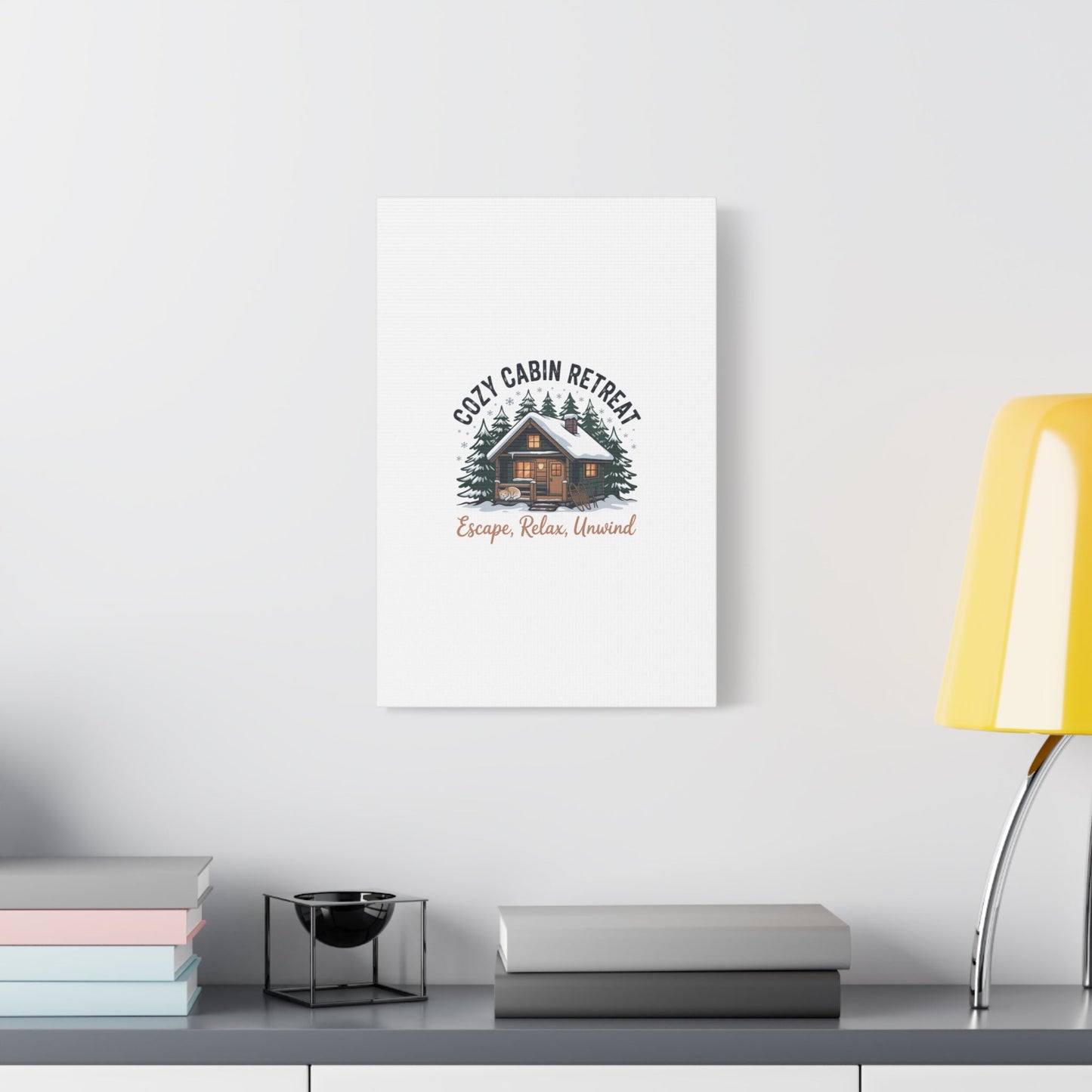 Cozy Cabin Retreat Log Cabin Art Print | Matte Canvas Stretched, 1.25" - FloofChonk